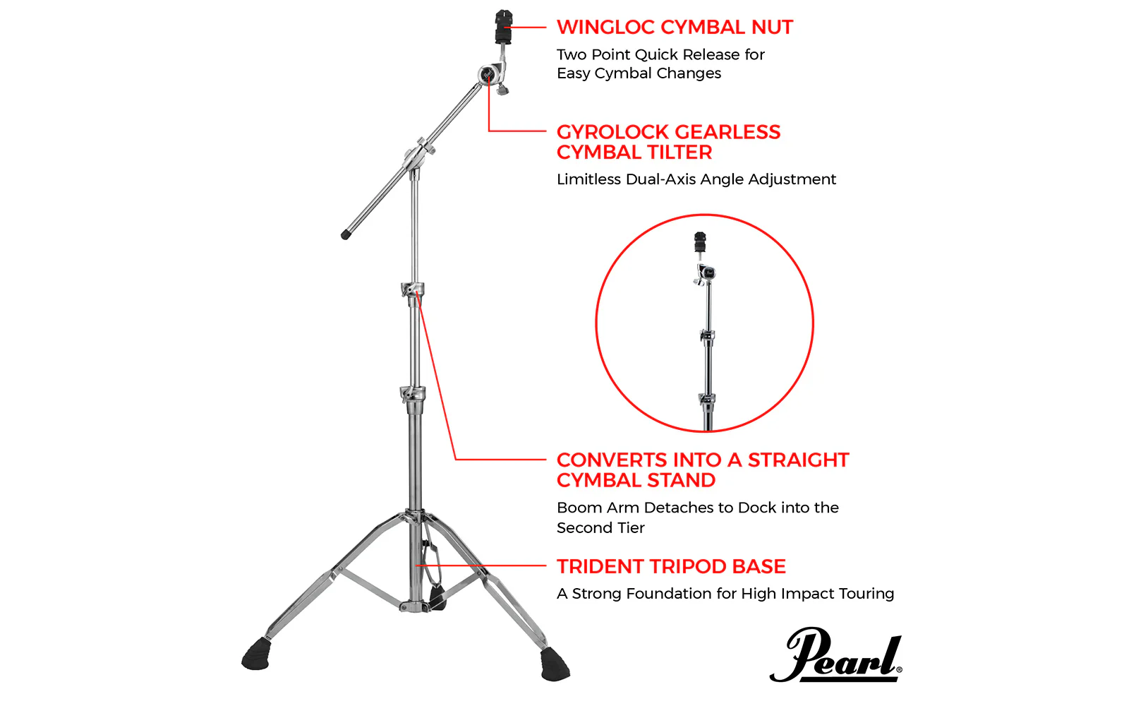 Pearl B1030 Boom Cymbal Stand - Image 6