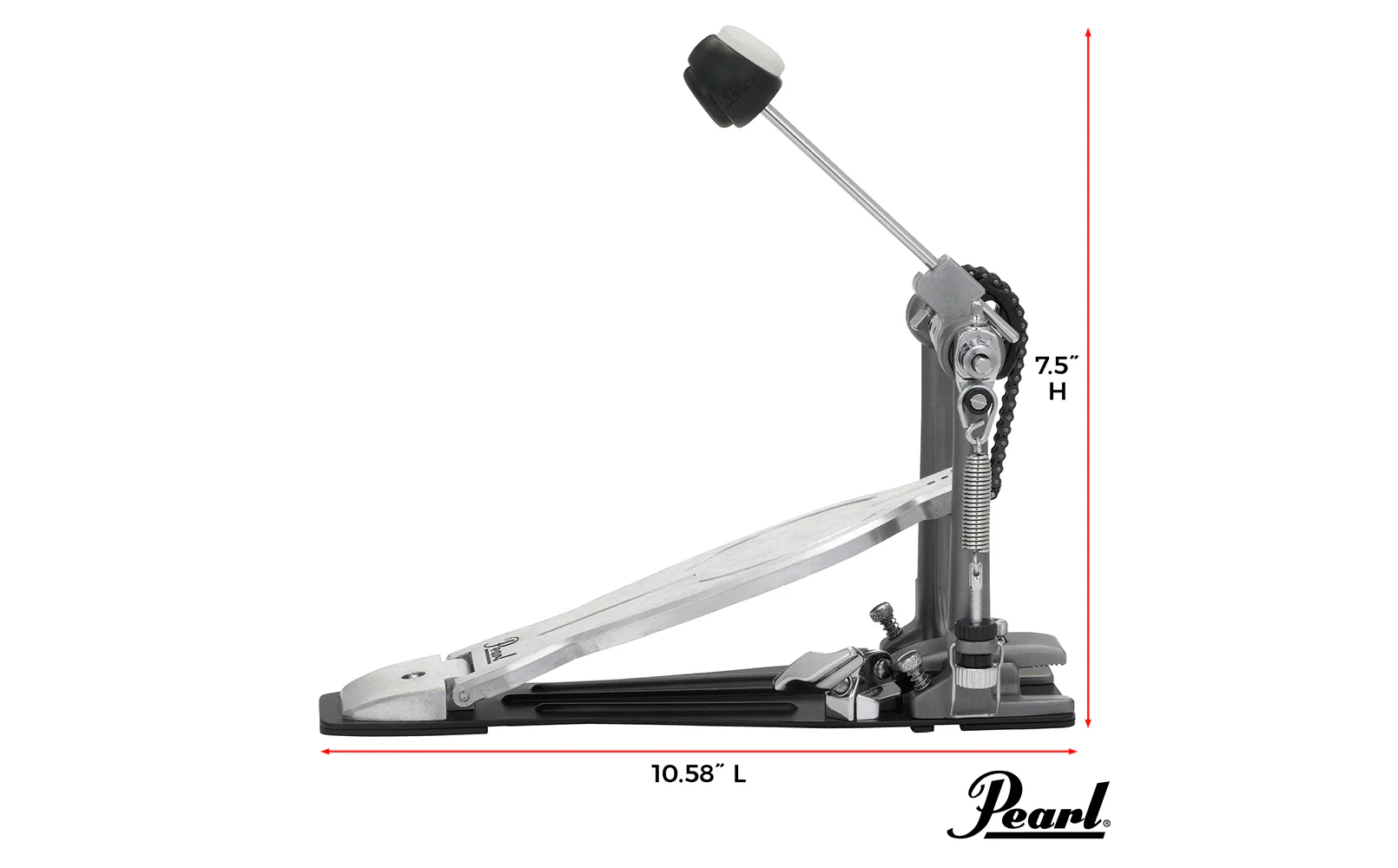 Pearl Black Single Pedal P1030 - Eliminator Solo Series - Image 7