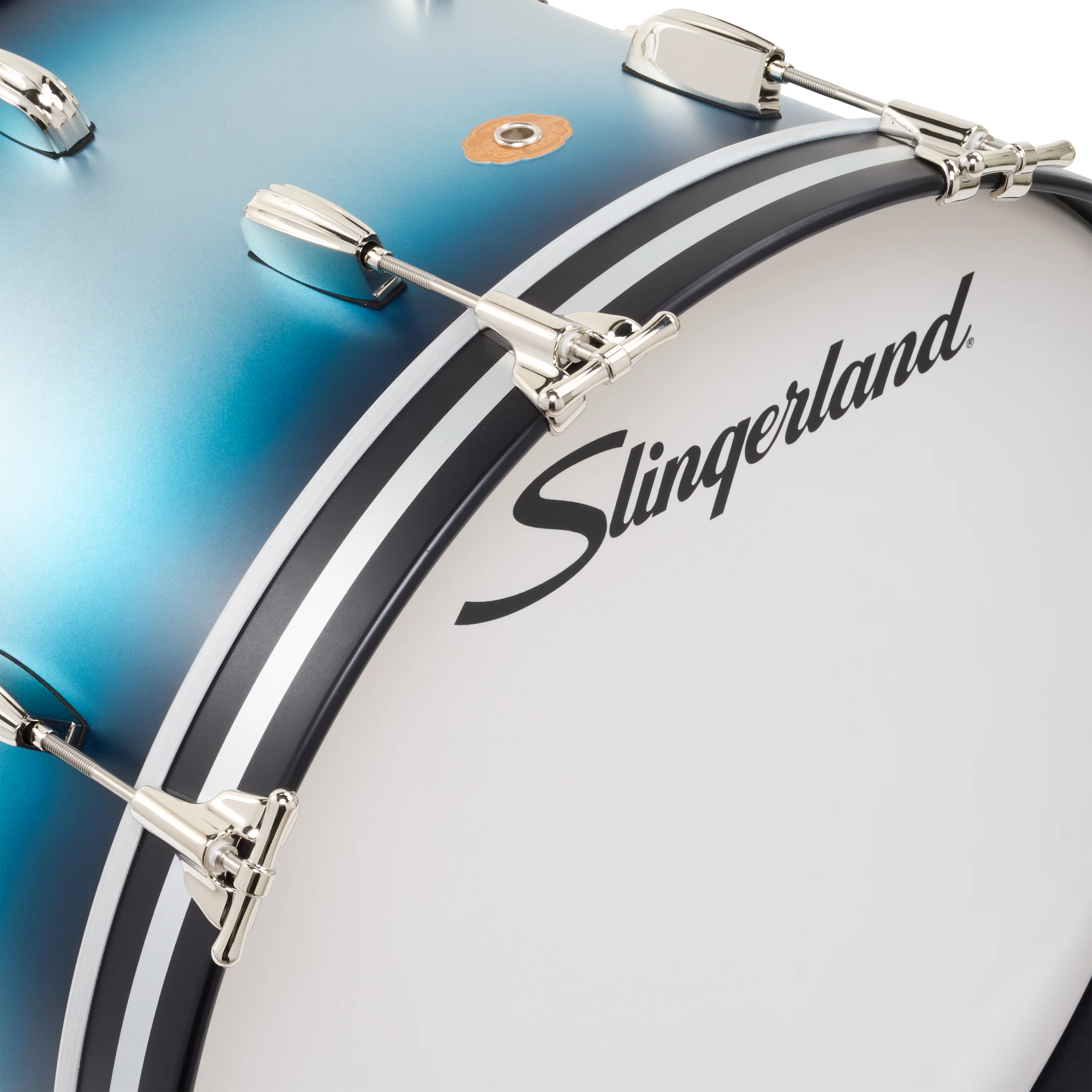 Slingerland Radio King Bass Drum 24x14in - Blue and Silver Lacquer - Image 2