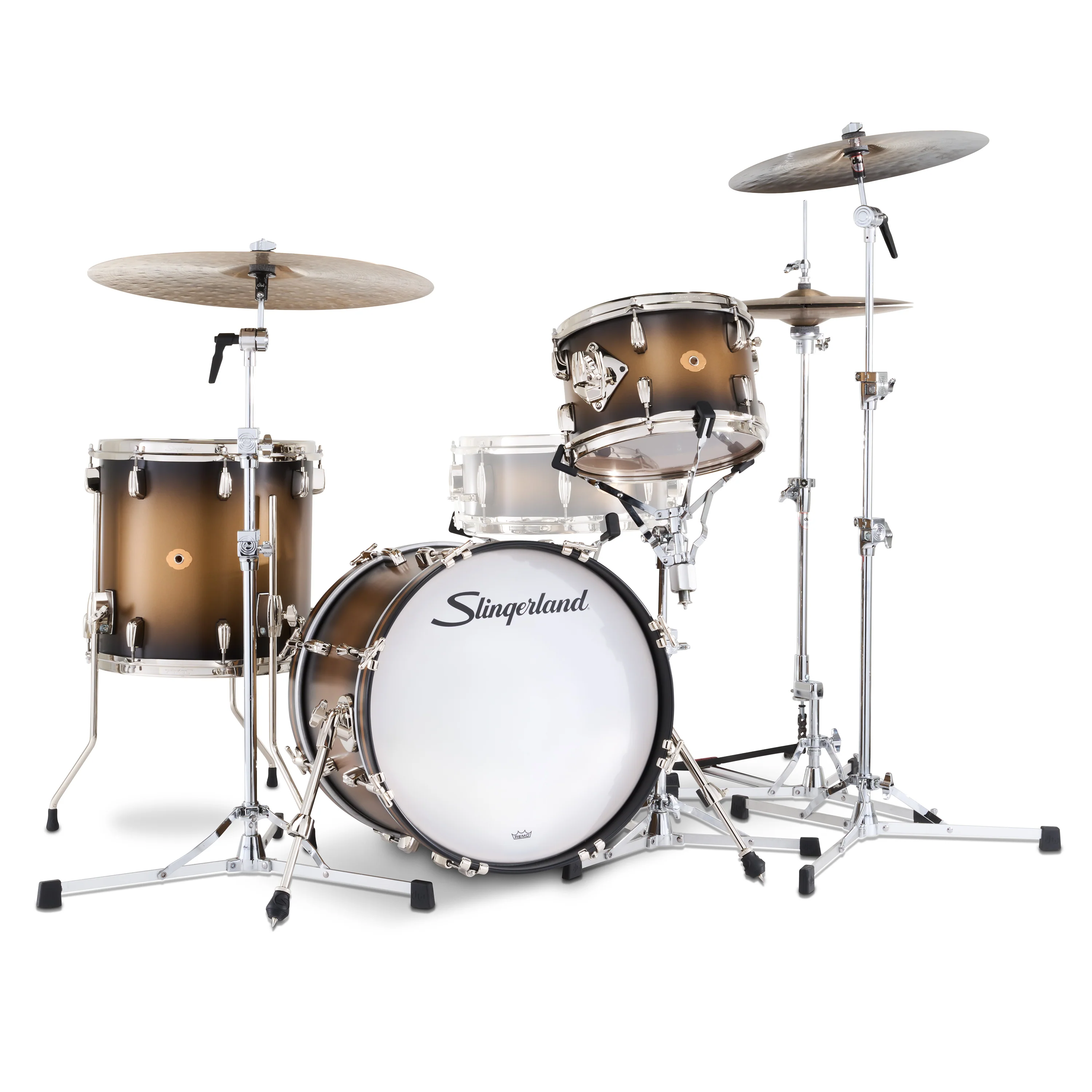 Slingerland Radio King Outfit Drum Kit 18-12-14in - Black and Gold Lacquer