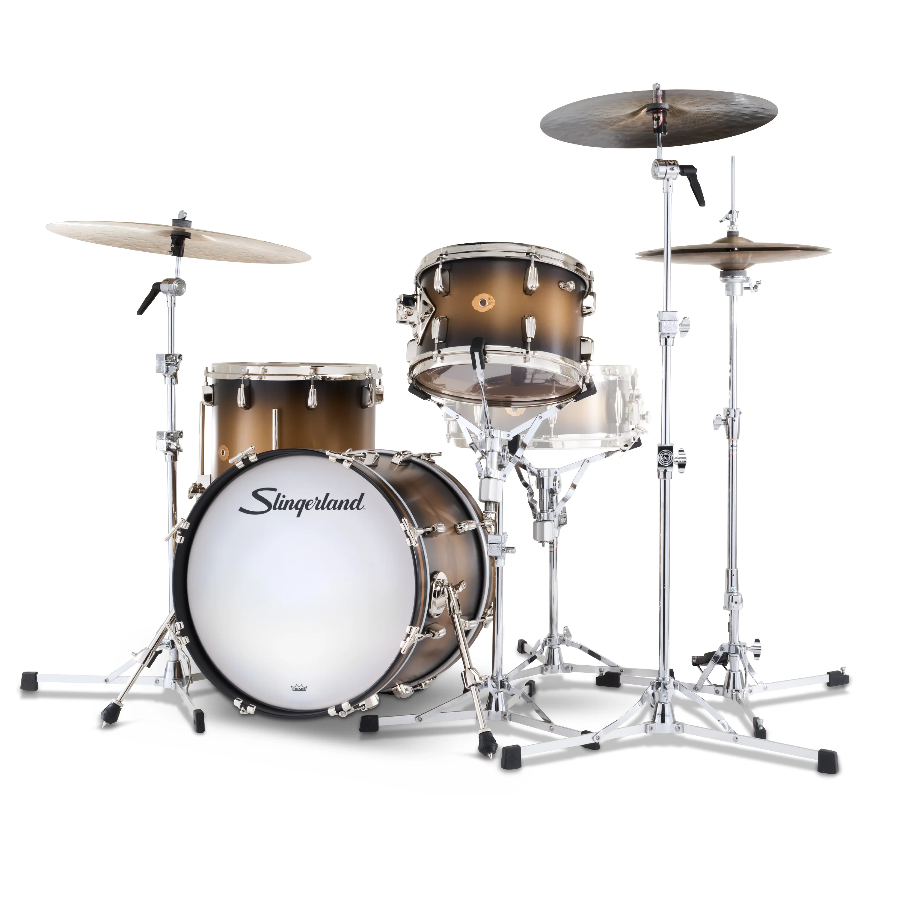 Slingerland Radio King Outfit Drum Kit 18-12-14in - Black and Gold Lacquer - Image 2