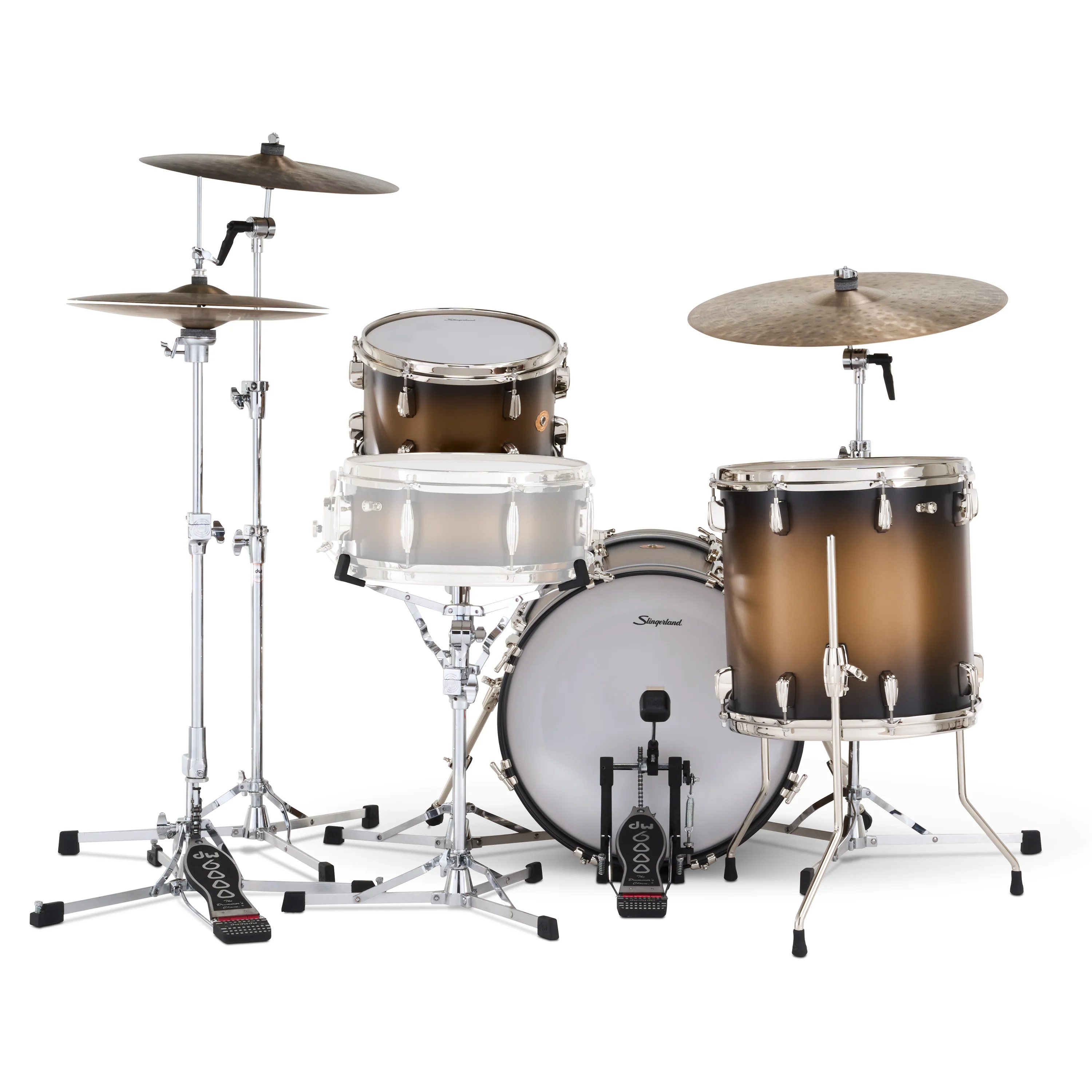 Slingerland Radio King Outfit Drum Kit 18-12-14in - Black and Gold Lacquer - Image 3