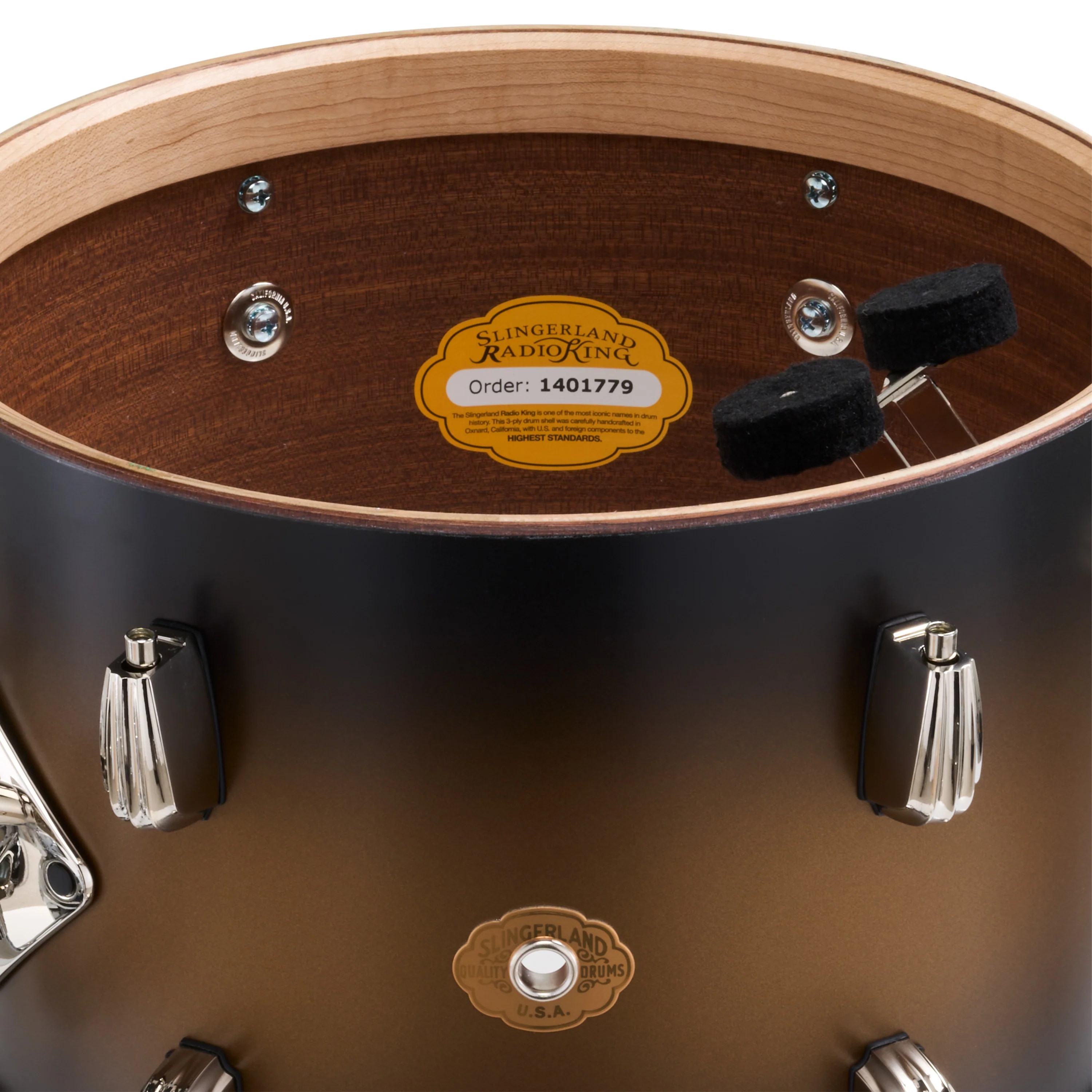 Slingerland Radio King Outfit Drum Kit 18-12-14in - Black and Gold Lacquer - Image 4