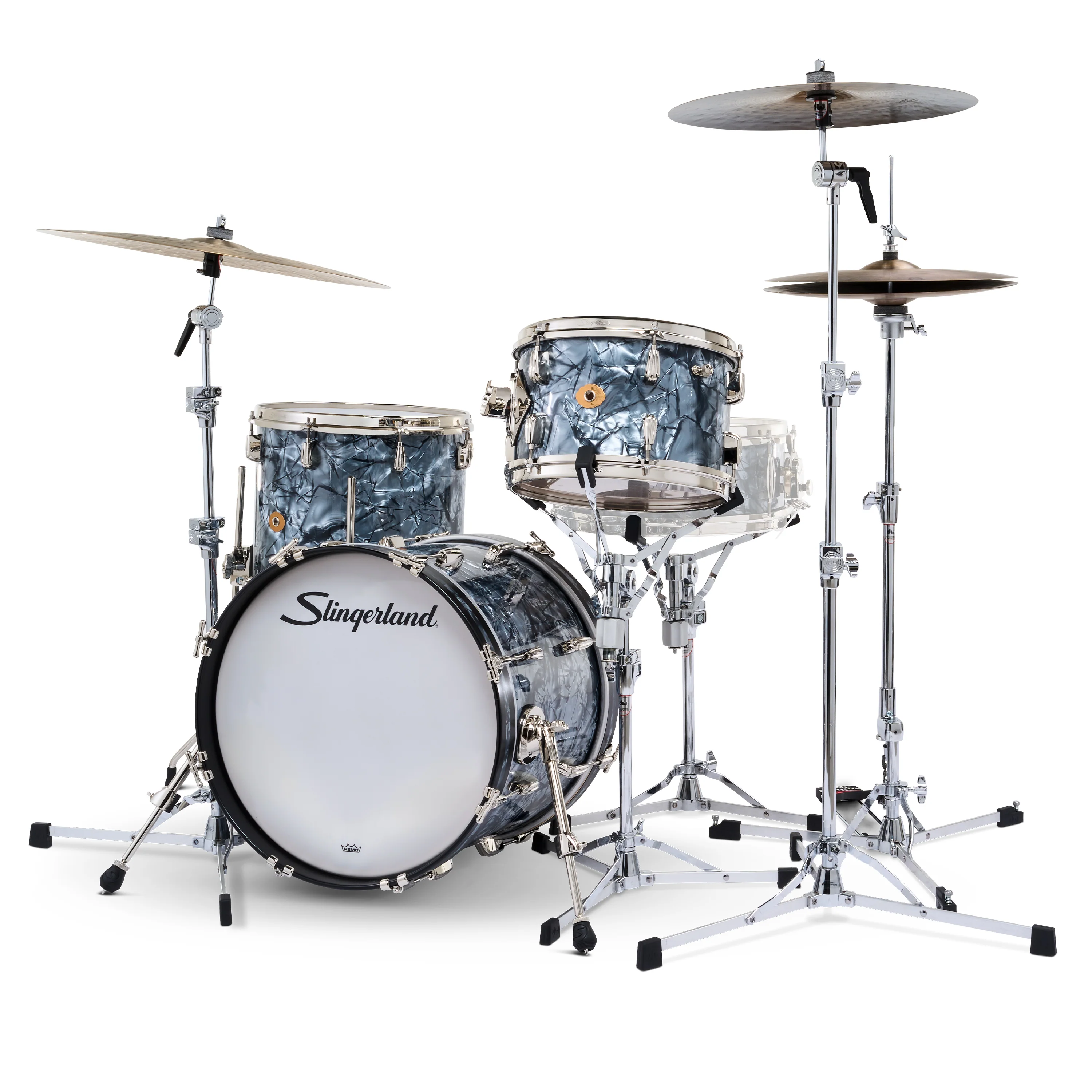 Slingerland Radio King Outfit Drum Kit 18-12-14in - Black Diamond Pearl Wrap - Image 2