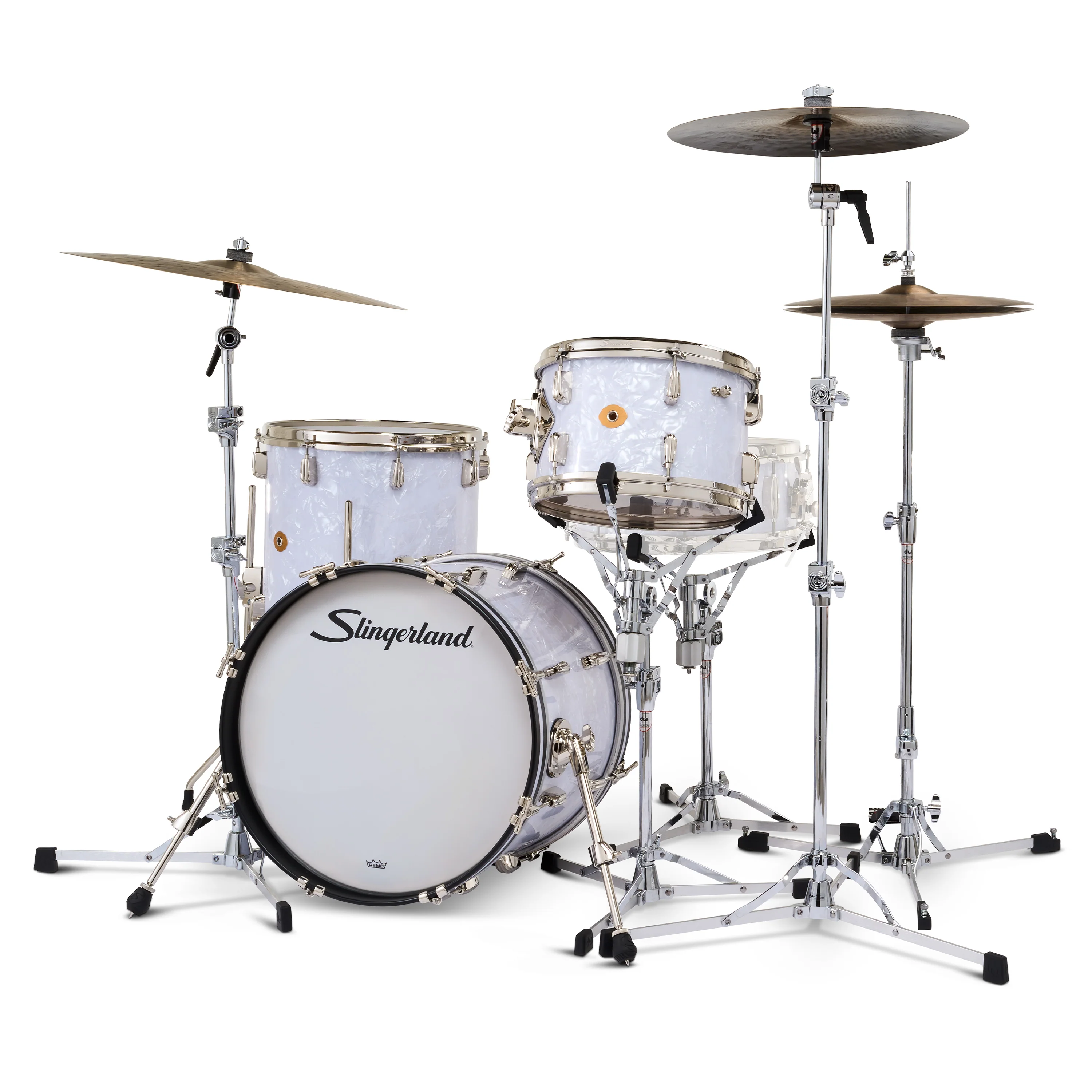 Slingerland Radio King Outfit Drum Kit 18-12-14in - White Marine Pearl Wrap - Image 2