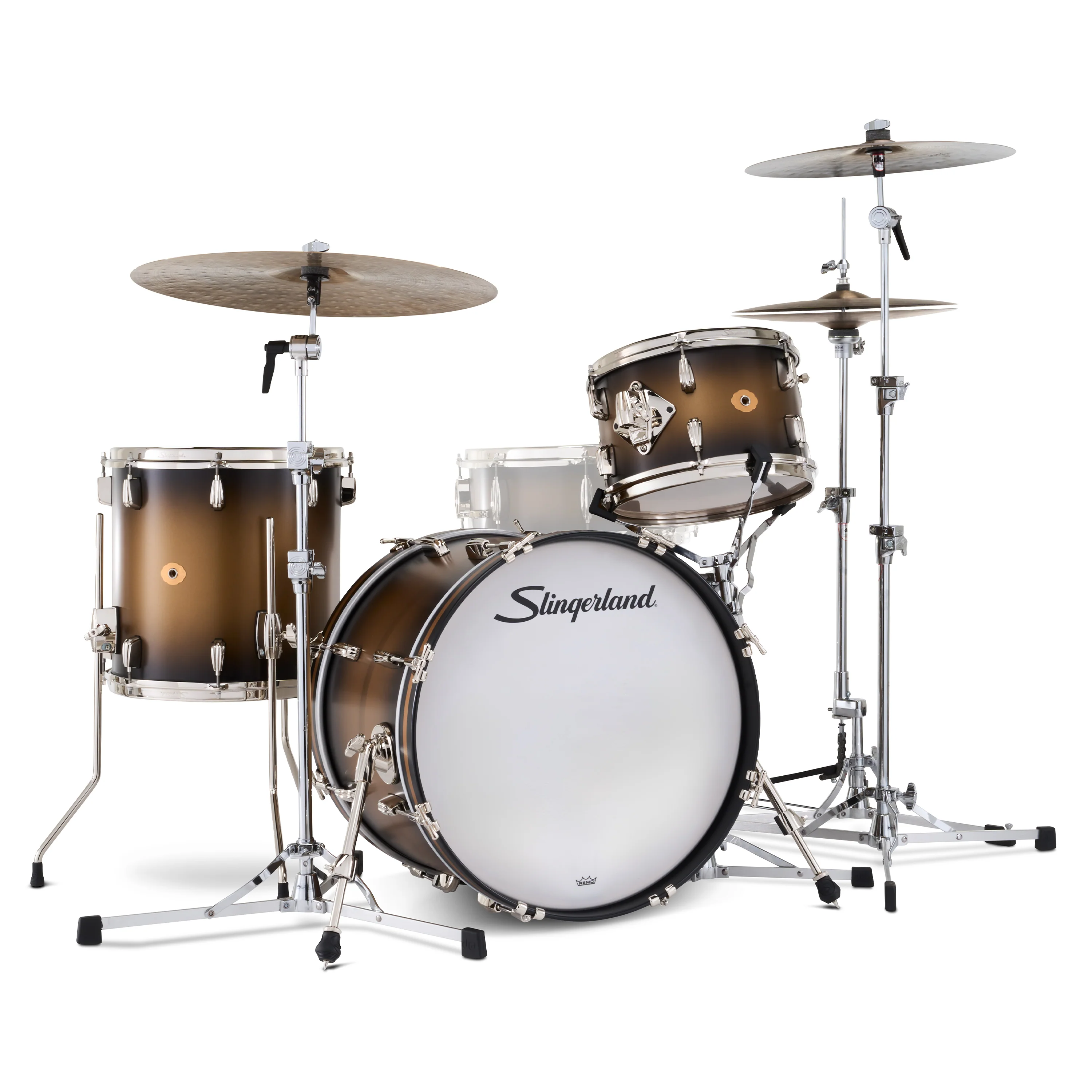 Slingerland Radio King Outfit Drum Kit 20-12-14in - Black and Gold Lacquer