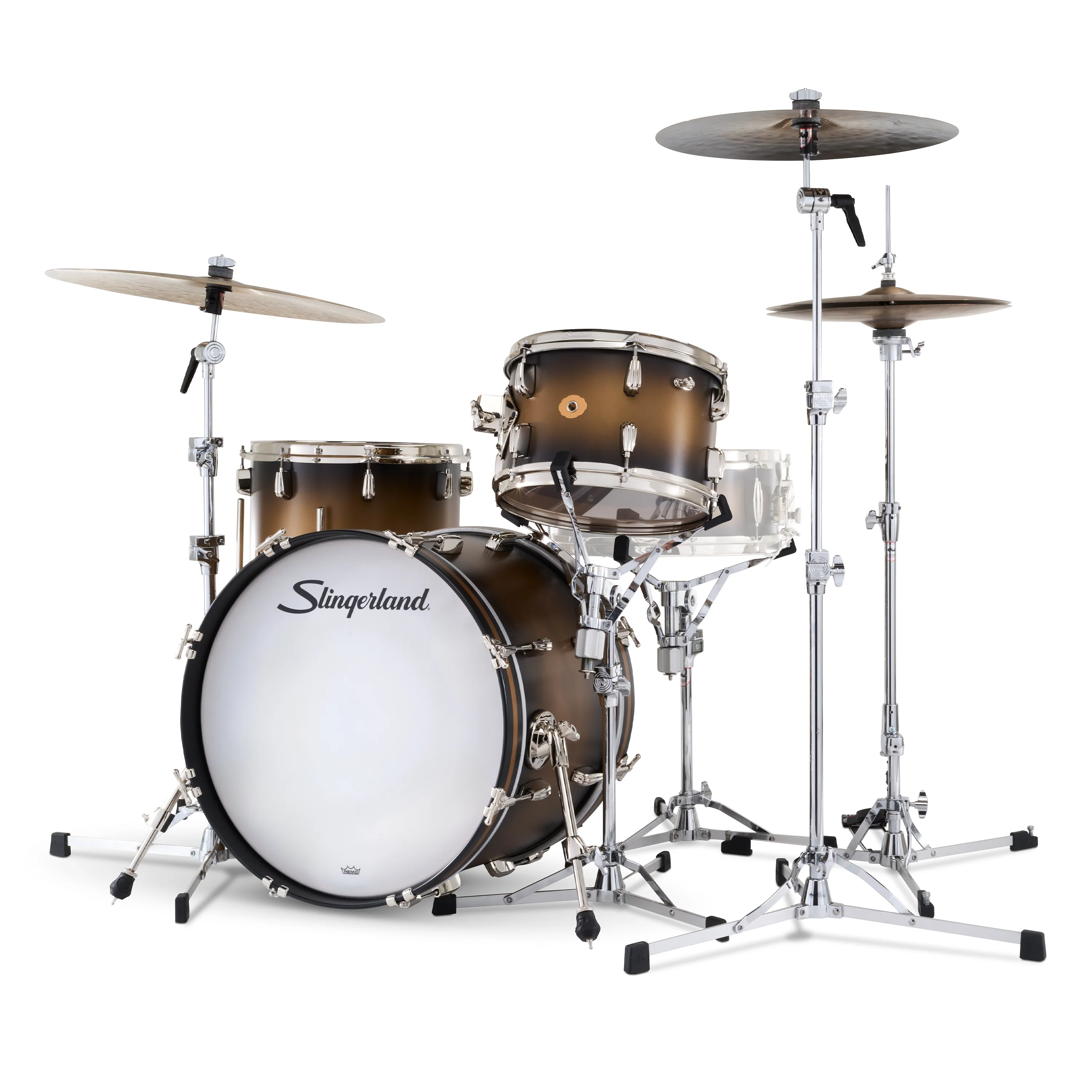 Slingerland Radio King Outfit Drum Kit 20-12-14in - Black and Gold Lacquer - Image 2