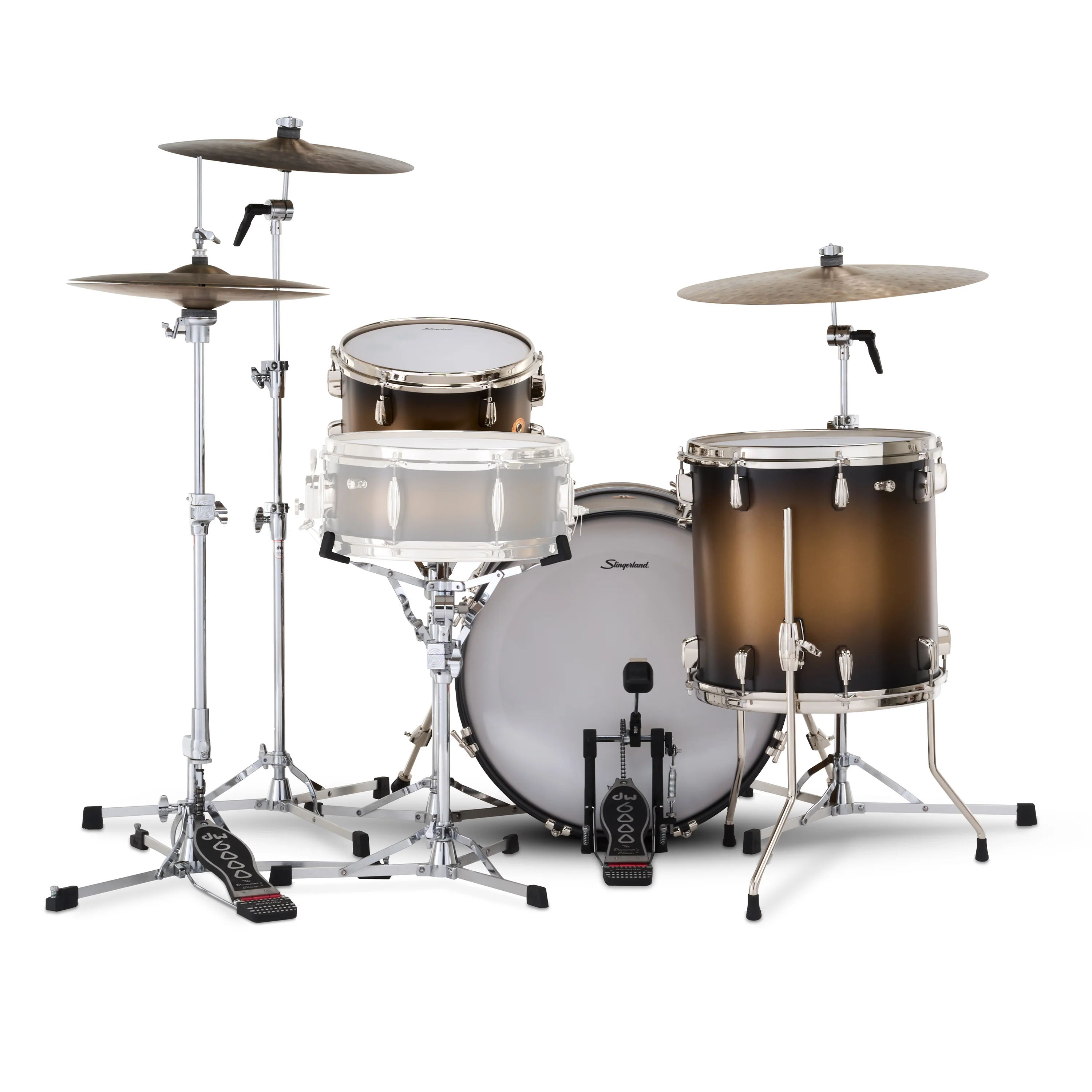 Slingerland Radio King Outfit Drum Kit 20-12-14in - Black and Gold Lacquer - Image 3