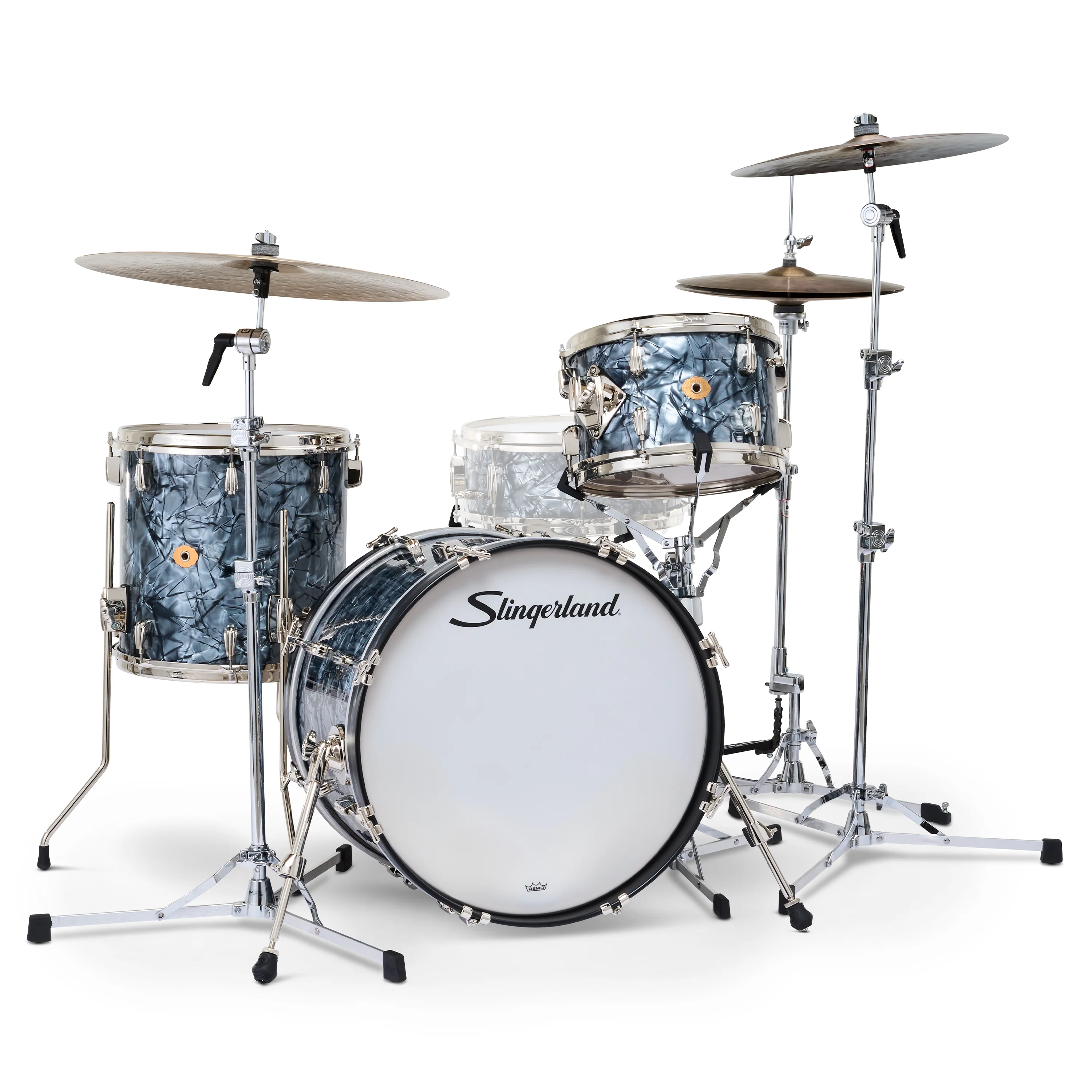 Slingerland Radio King Drum Kit 20-12-14in - Black Diamond Pearl Wrap