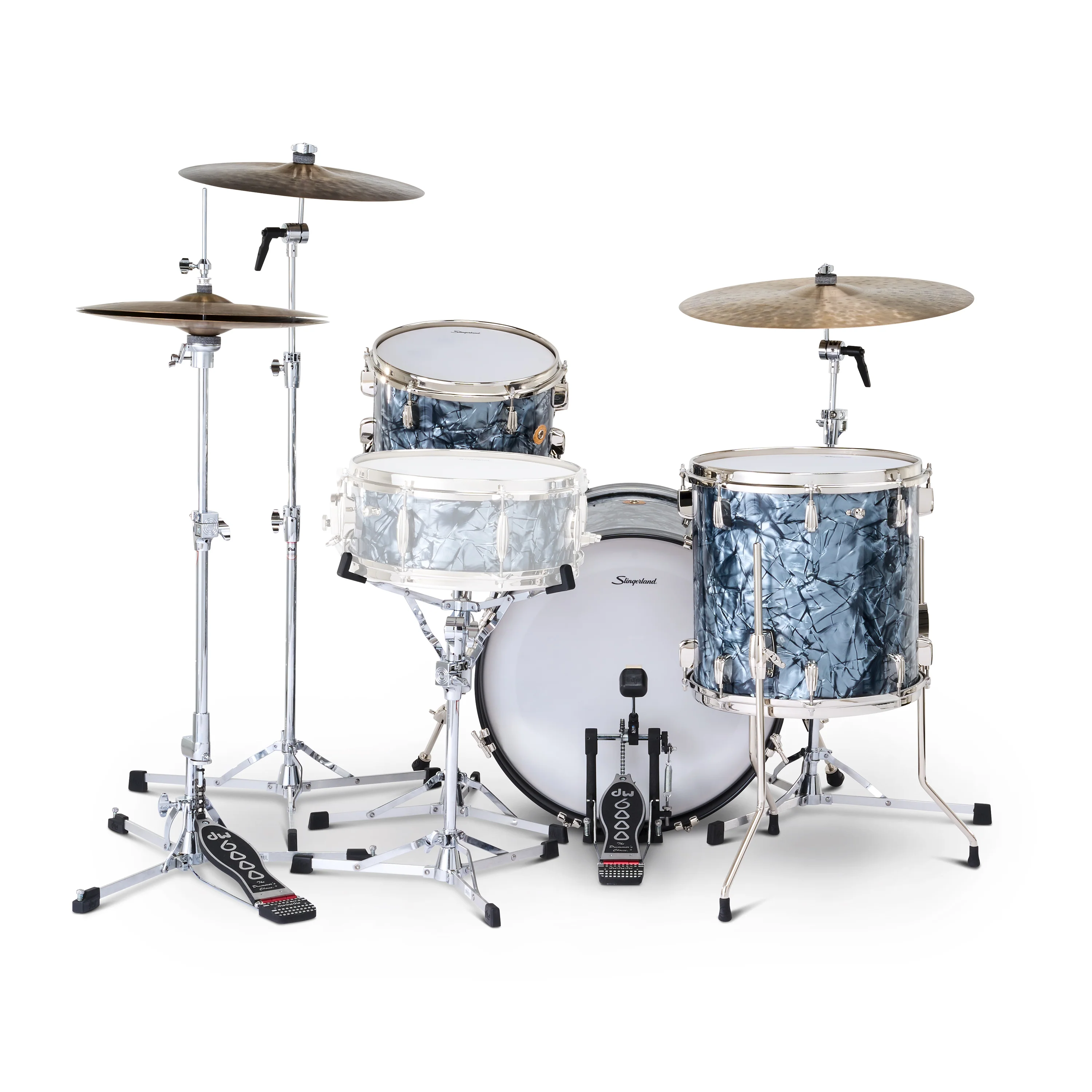 Slingerland Radio King Drum Kit 20-12-14in - Black Diamond Pearl Wrap - Image 3
