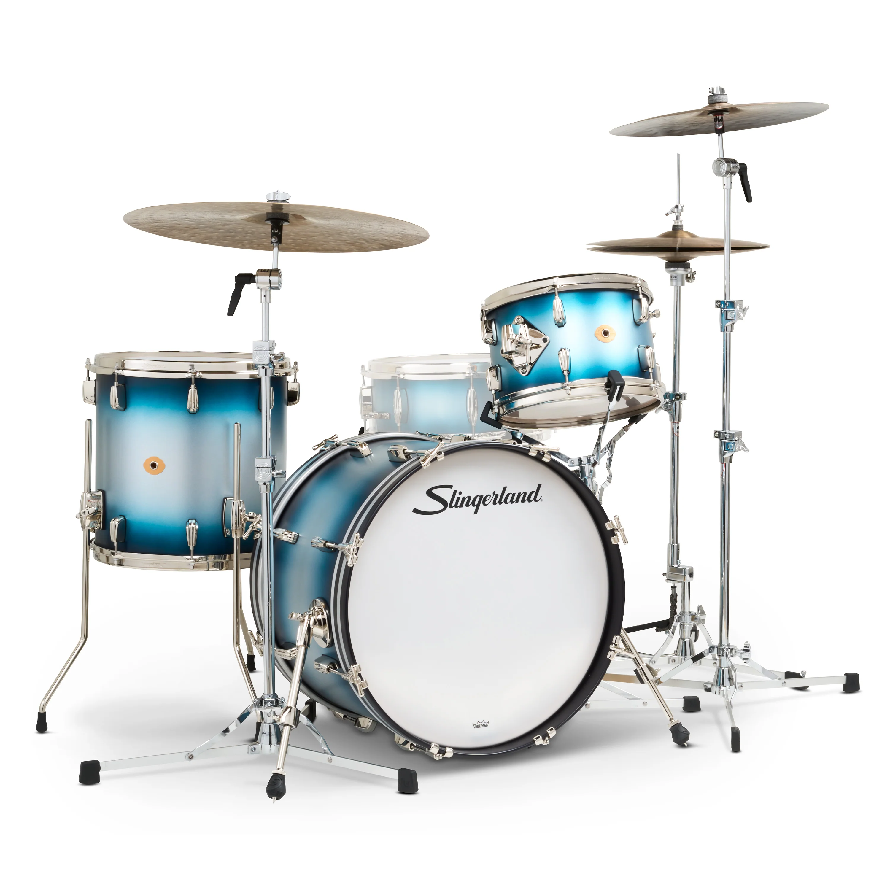 Slingerland Radio King Outfit Drum Kit 20-12-14in - Blue and Silver Lacquer
