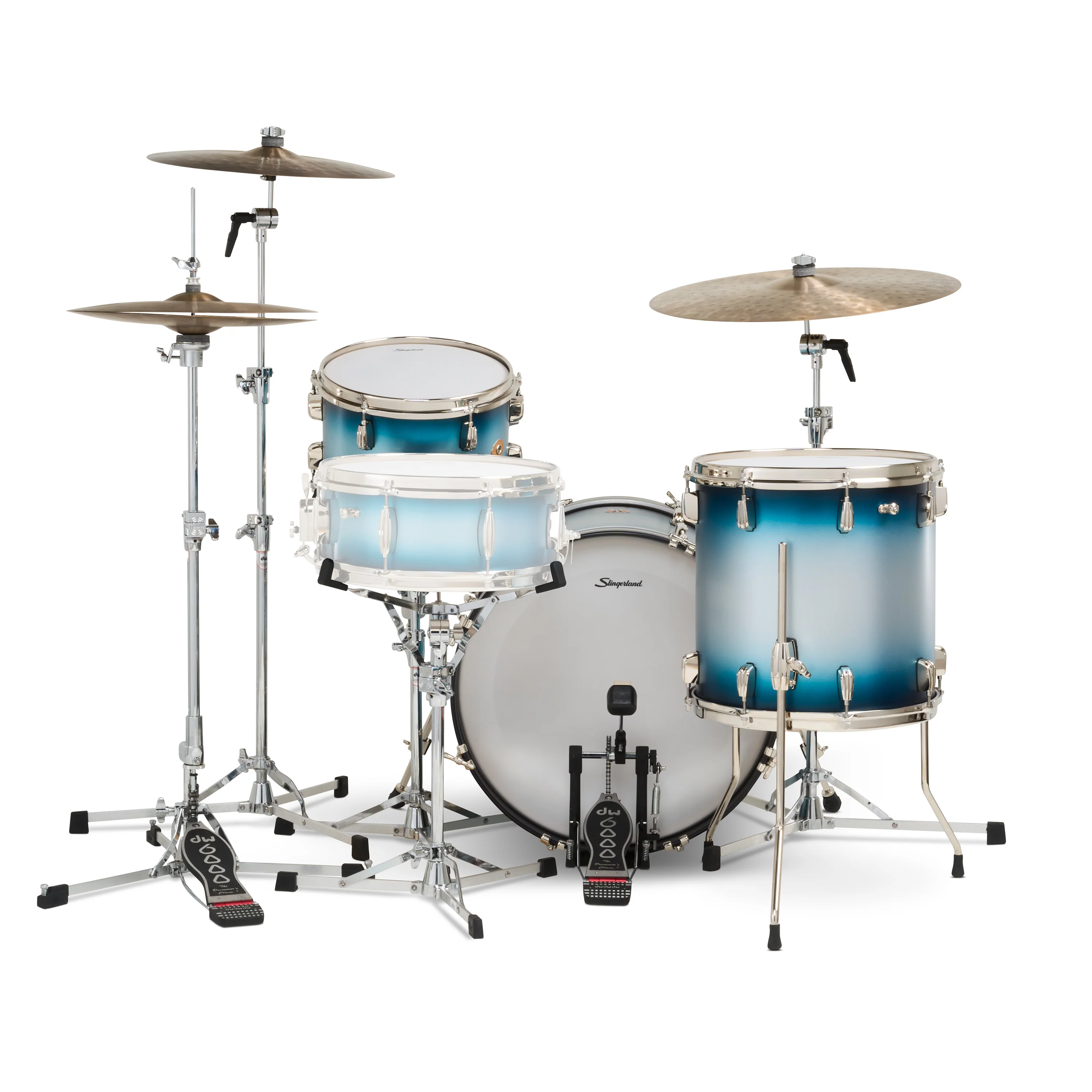 Slingerland Radio King Outfit Drum Kit 20-12-14in - Blue and Silver Lacquer - Image 3