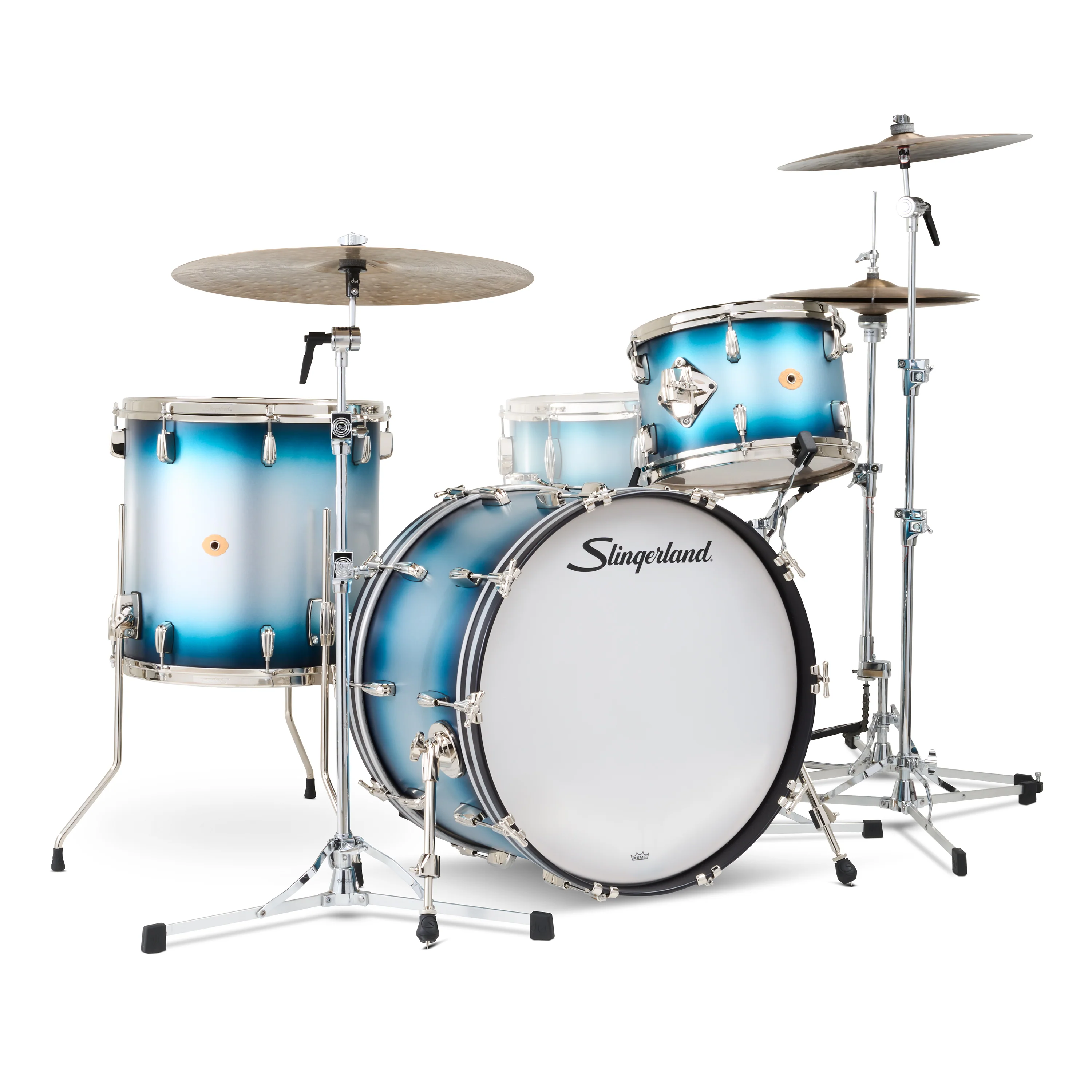 Slingerland Radio King Drum Kit 22-13-16in - Blue and Silver Lacquer