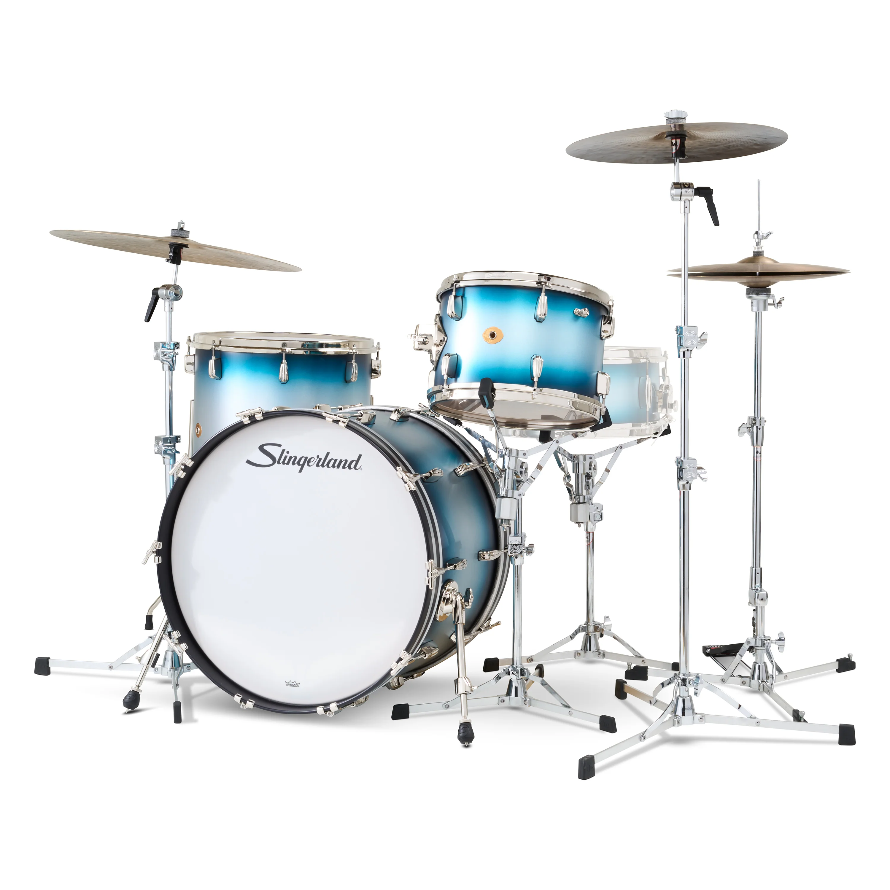 Slingerland Radio King Drum Kit 22-13-16in - Blue and Silver Lacquer - Image 2