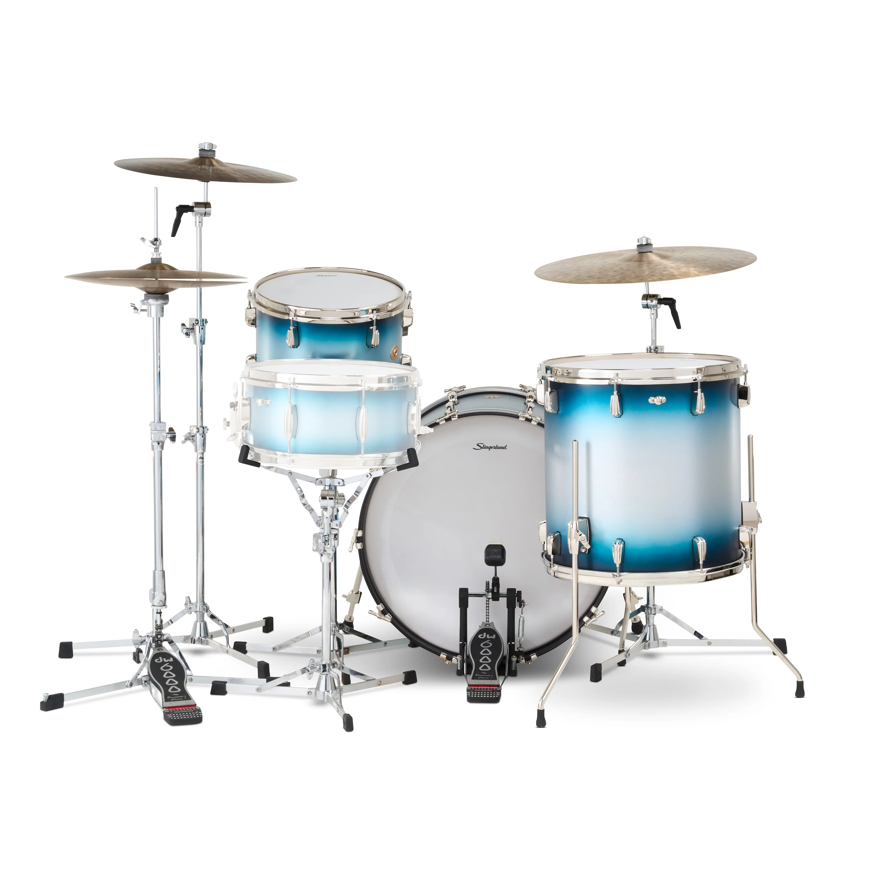 Slingerland Radio King Drum Kit 22-13-16in - Blue and Silver Lacquer - Image 3