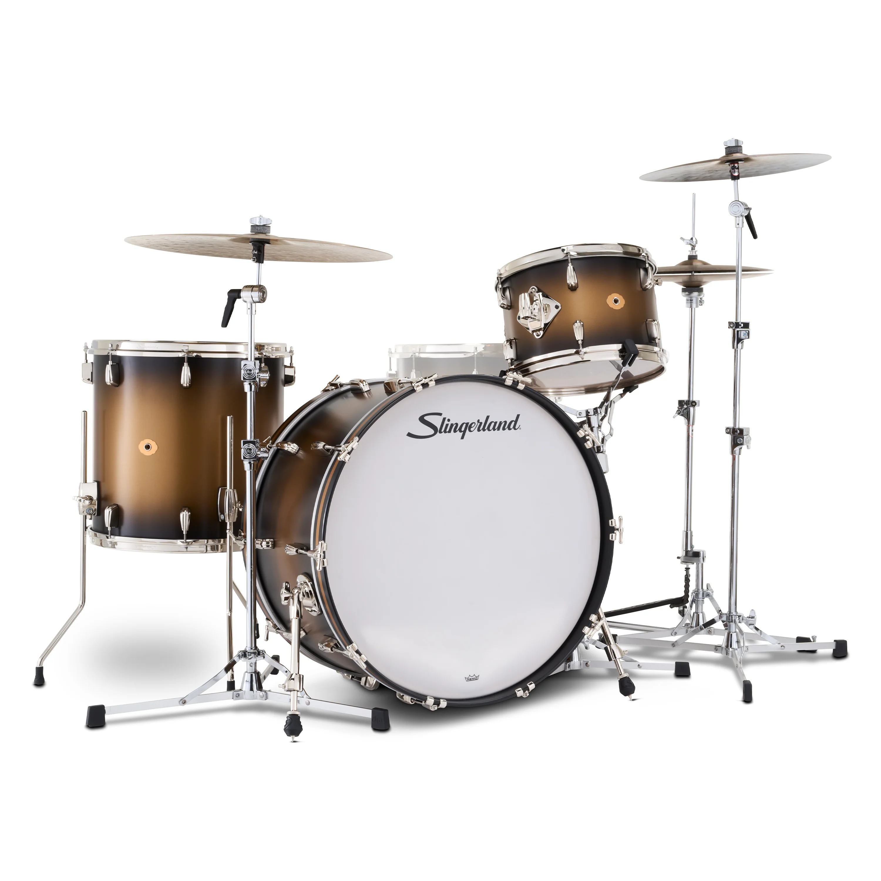 Slingerland Radio King Drum Kit 24-13-16in - Black and Gold Lacquer