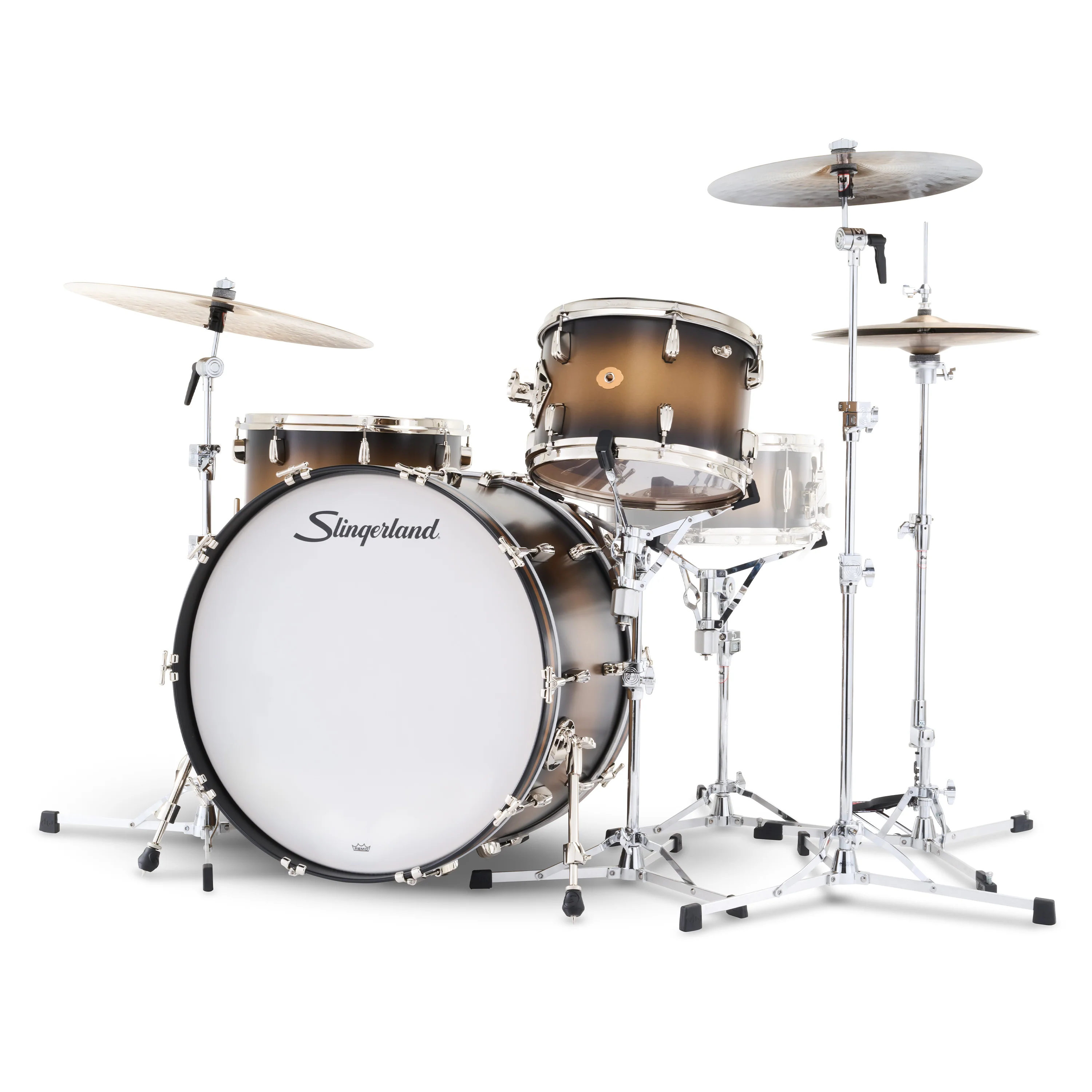 Slingerland Radio King Drum Kit 24-13-16in - Black and Gold Lacquer - Image 2
