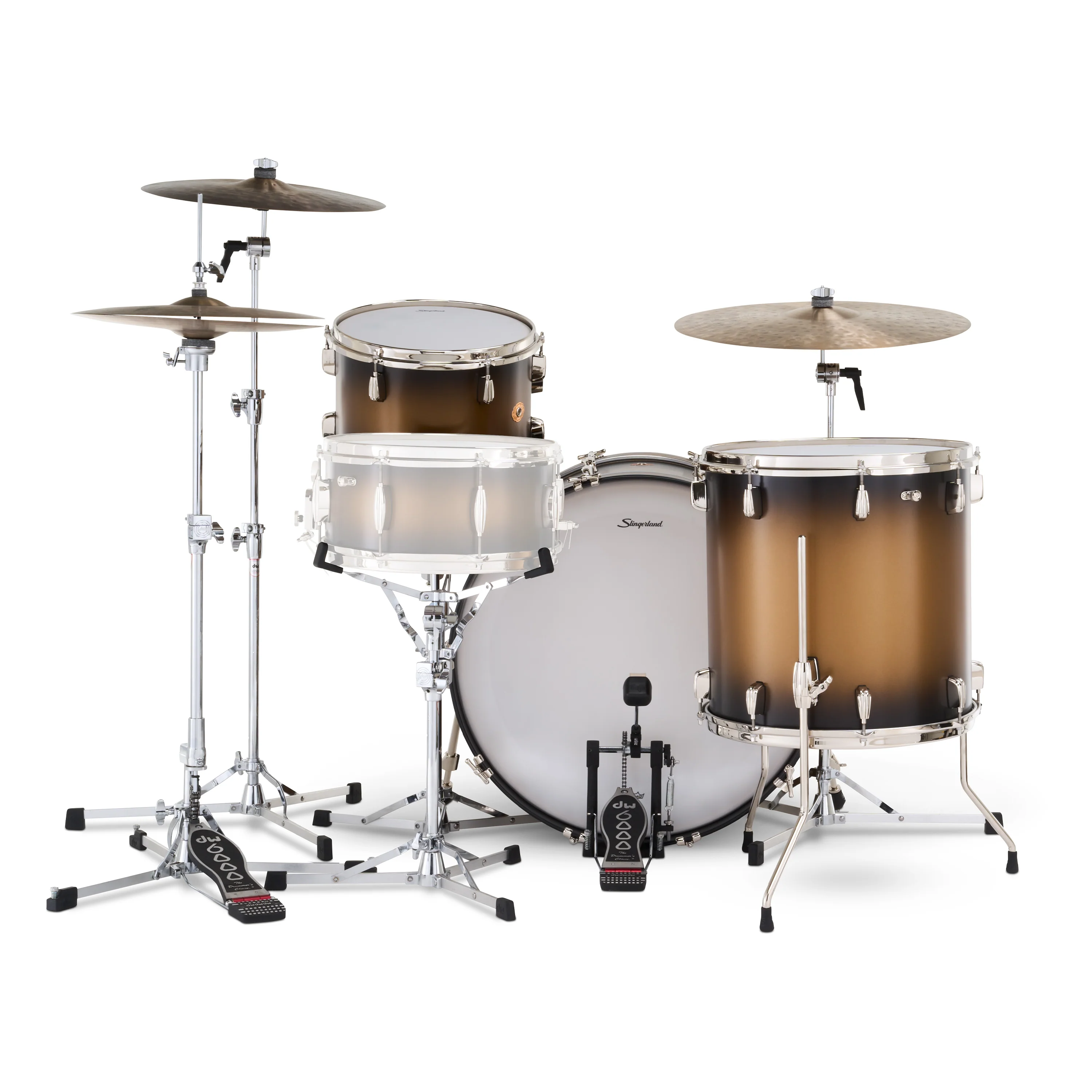 Slingerland Radio King Drum Kit 24-13-16in - Black and Gold Lacquer - Image 3