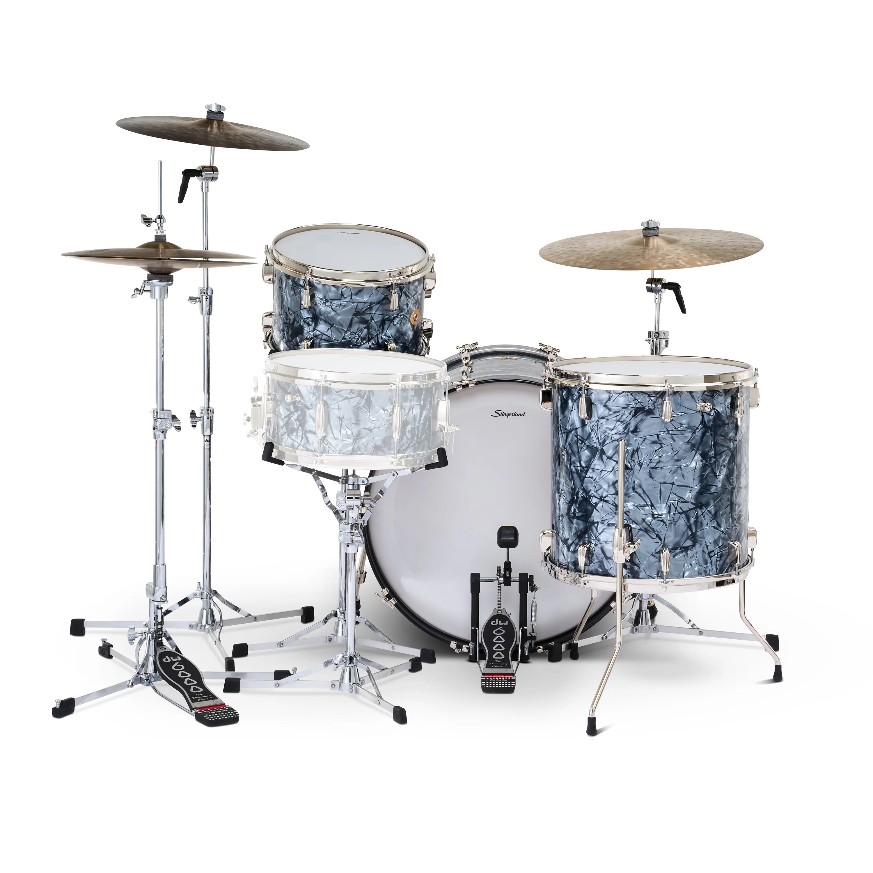 Slingerland Radio King Outfit Drum Kit 24-13-16in - Black Diamond Pearl Wrap - Image 3