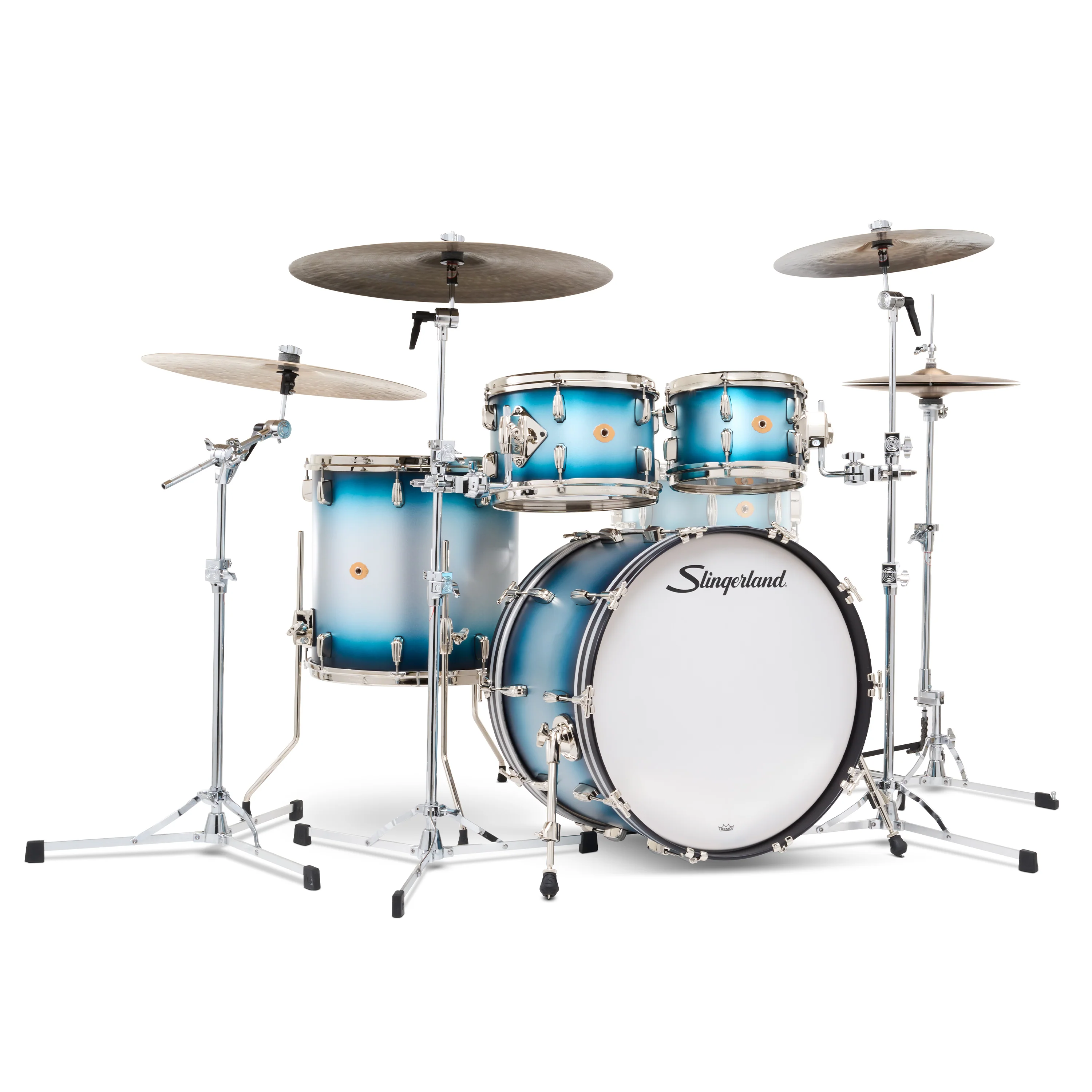 Slingerland Radio King Outfit Drum Kit 22-10-12-16in - Blue and Silver Lacquer