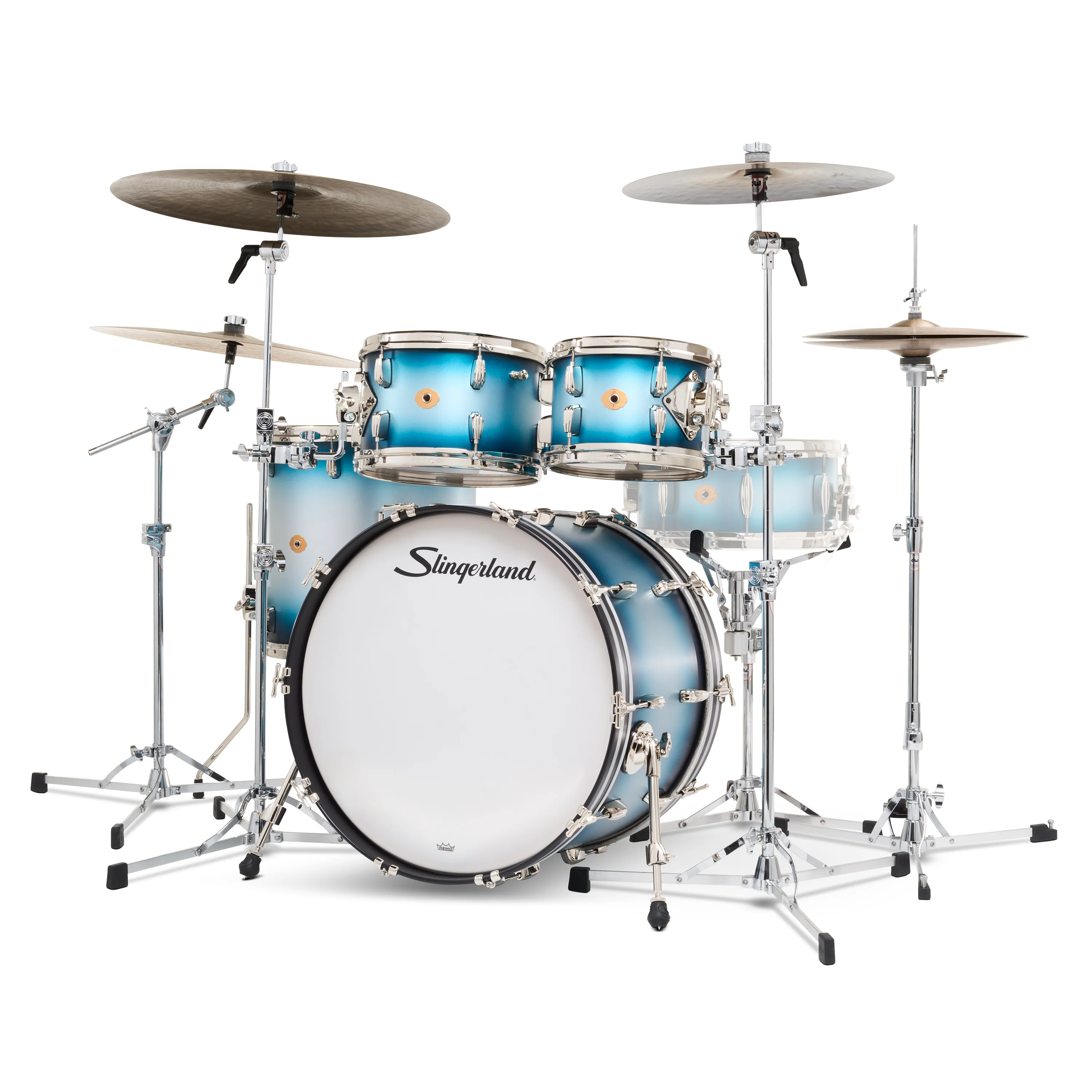 Slingerland Radio King Outfit Drum Kit 22-10-12-16in - Blue and Silver Lacquer - Image 2