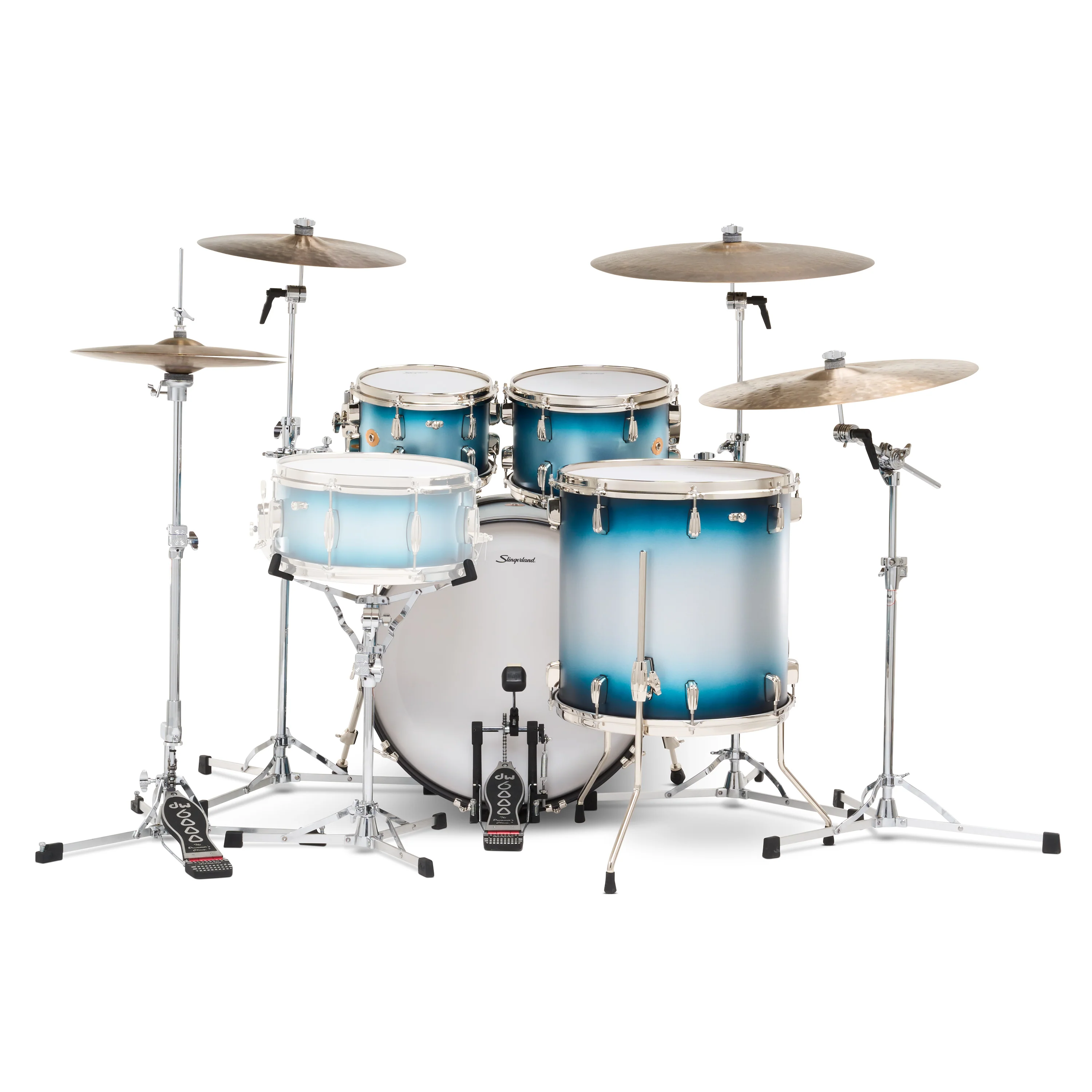 Slingerland Radio King Outfit Drum Kit 22-10-12-16in - Blue and Silver Lacquer - Image 3