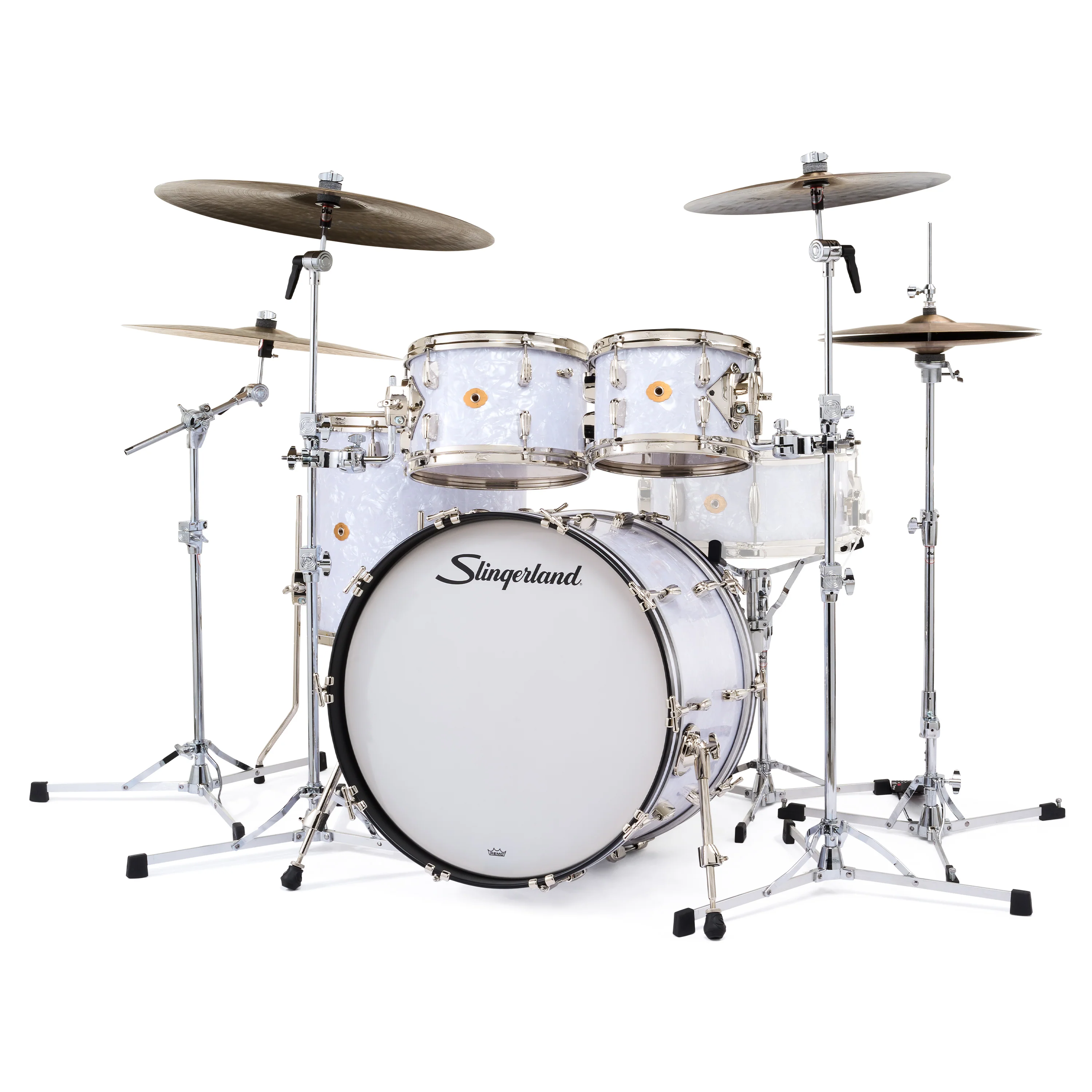 Slingerland Radio King Outfit Drum Kit 22-10-12-16in - White Marine Pearl Wrap - Image 2