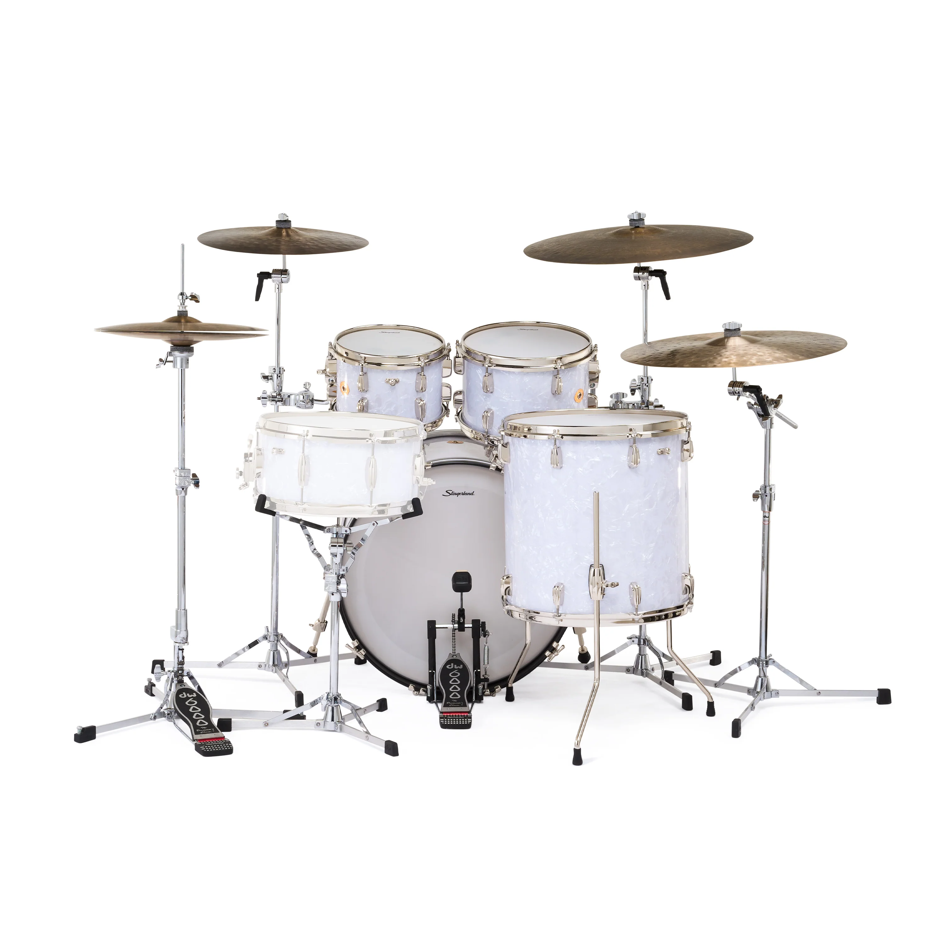 Slingerland Radio King Outfit Drum Kit 22-10-12-16in - White Marine Pearl Wrap - Image 3