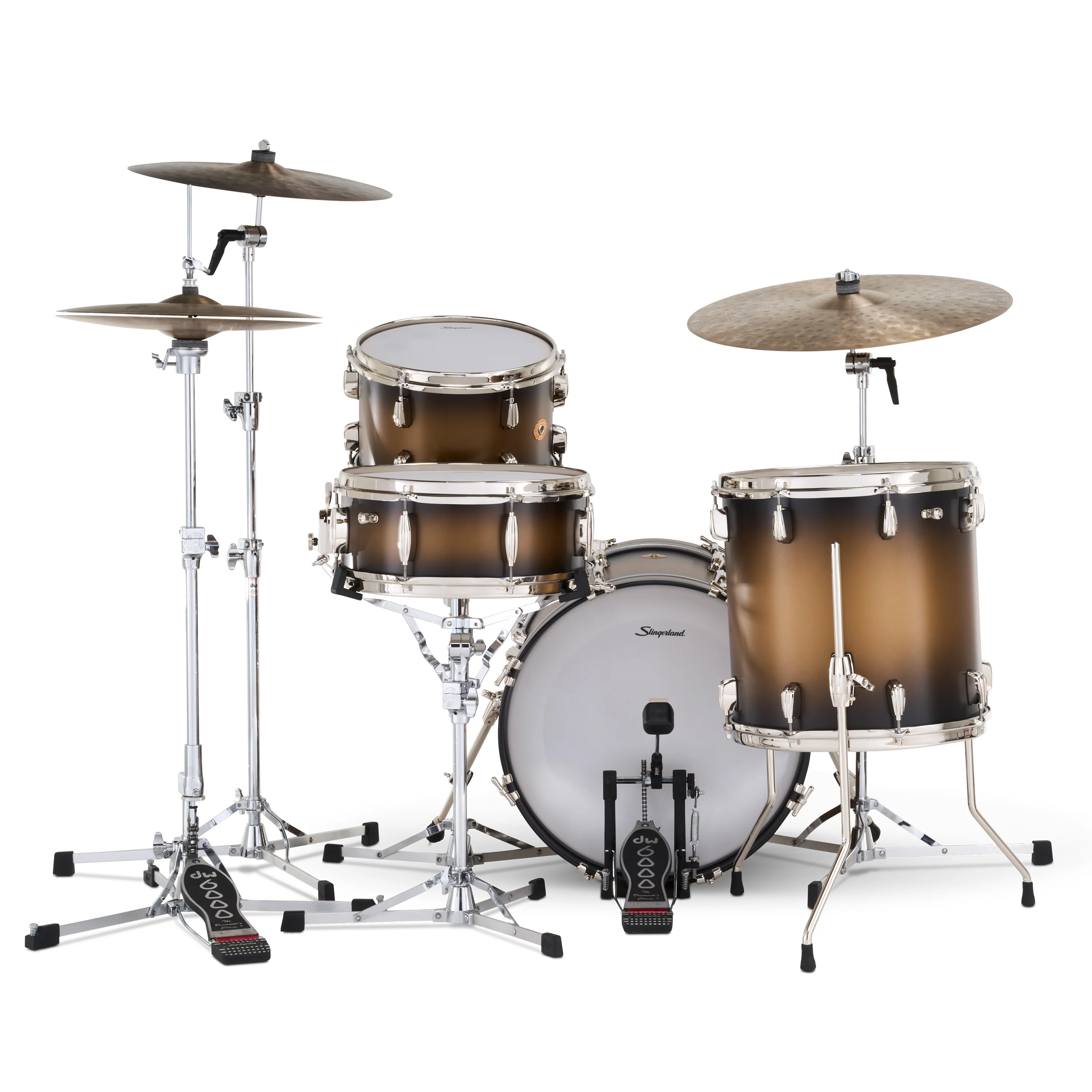 Slingerland Radio King Drum Kit 18-12-14+14in - Black and Gold Lacquer - Image 3