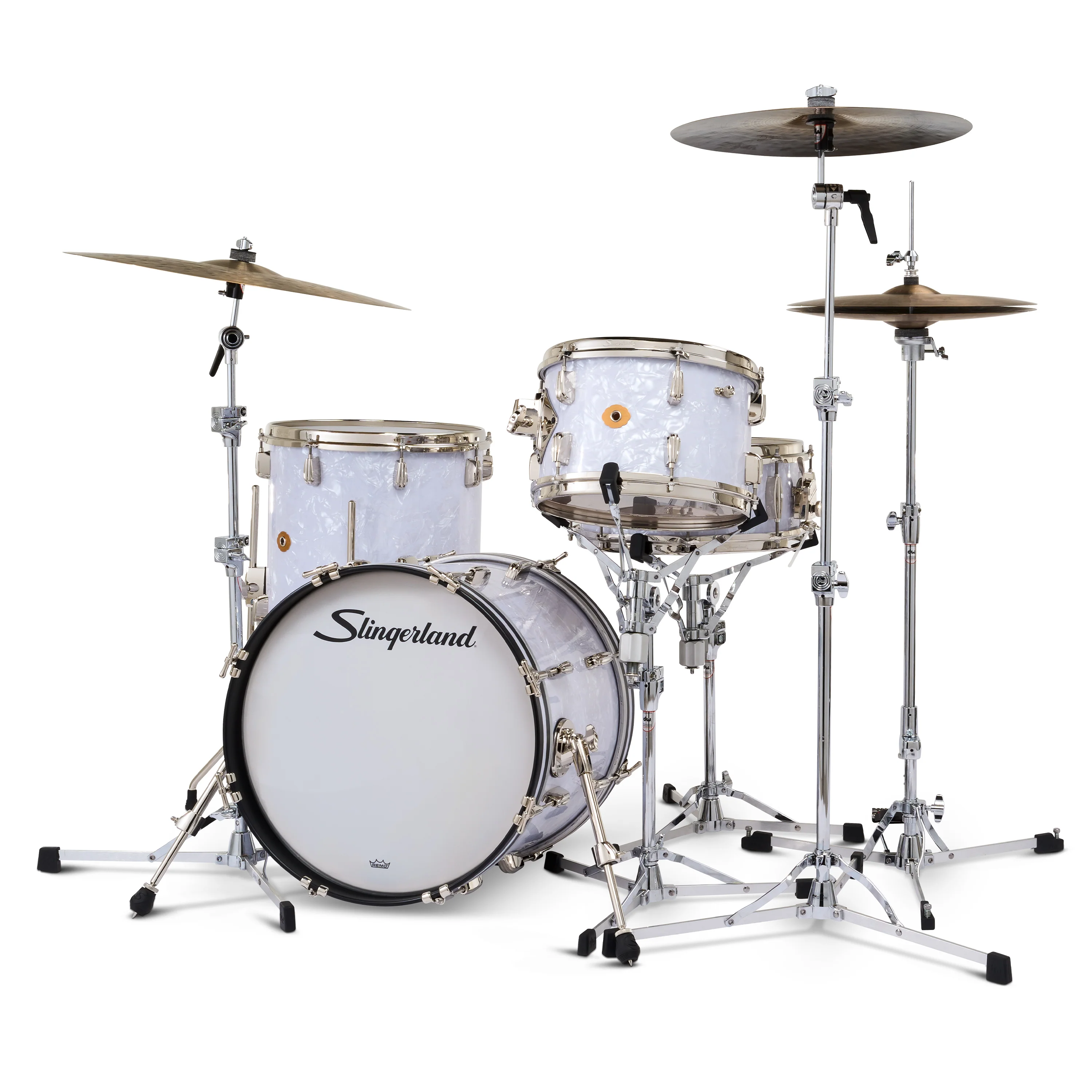 Slingerland Radio King Outfit Drum Kit 18-12-14x14in - White Marine Pearl Wrap - Image 2