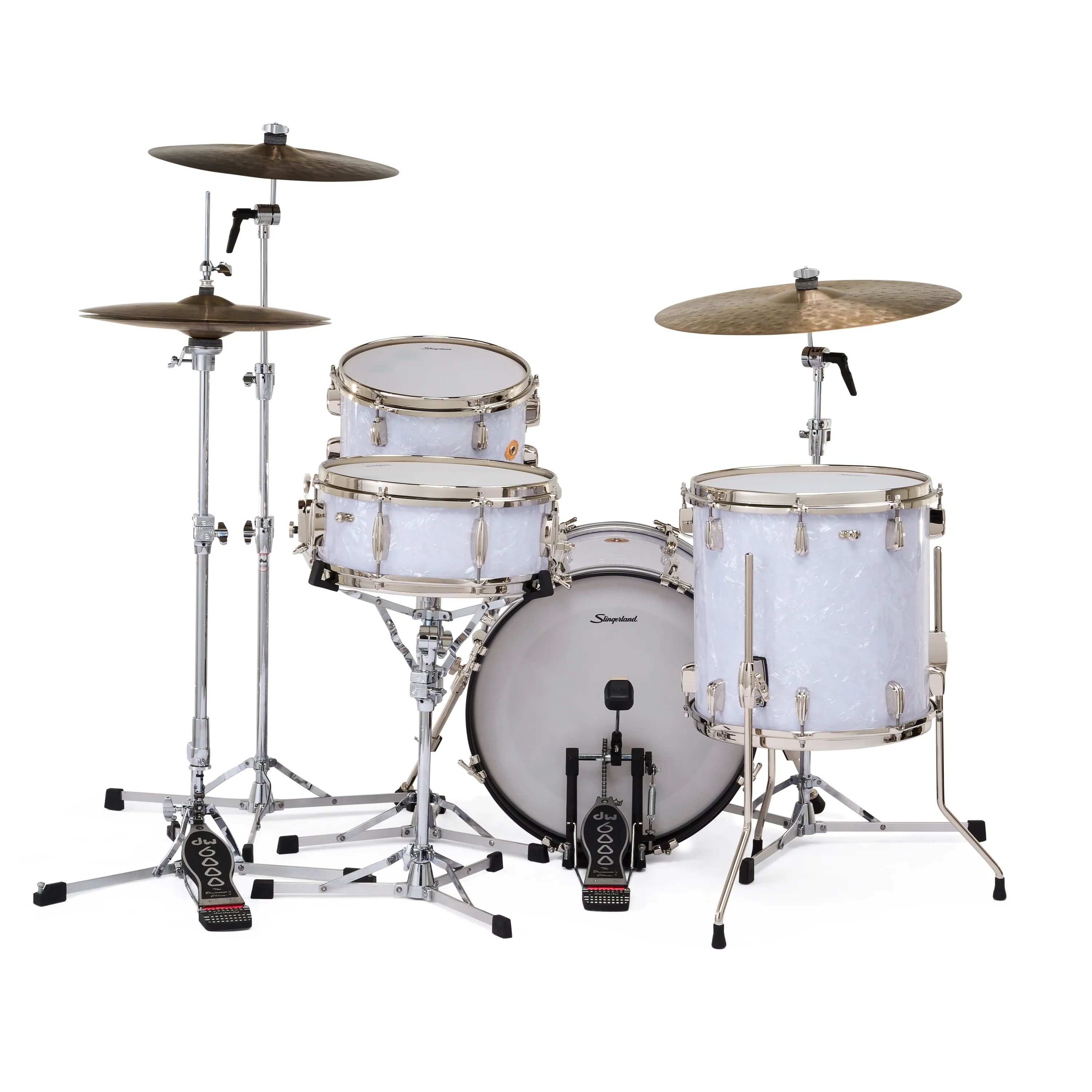 Slingerland Radio King Outfit Drum Kit 18-12-14x14in - White Marine Pearl Wrap - Image 3