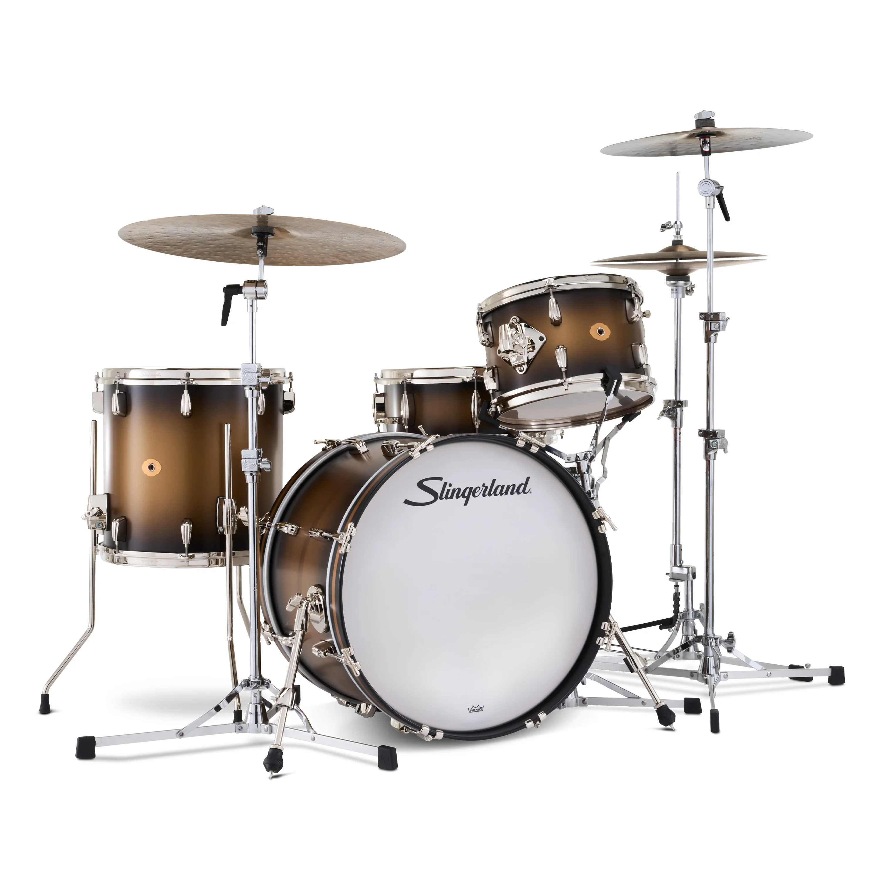 Slingerland Radio King Outfit Drum Kit 20-12-14x14in - Black and Gold Lacquer