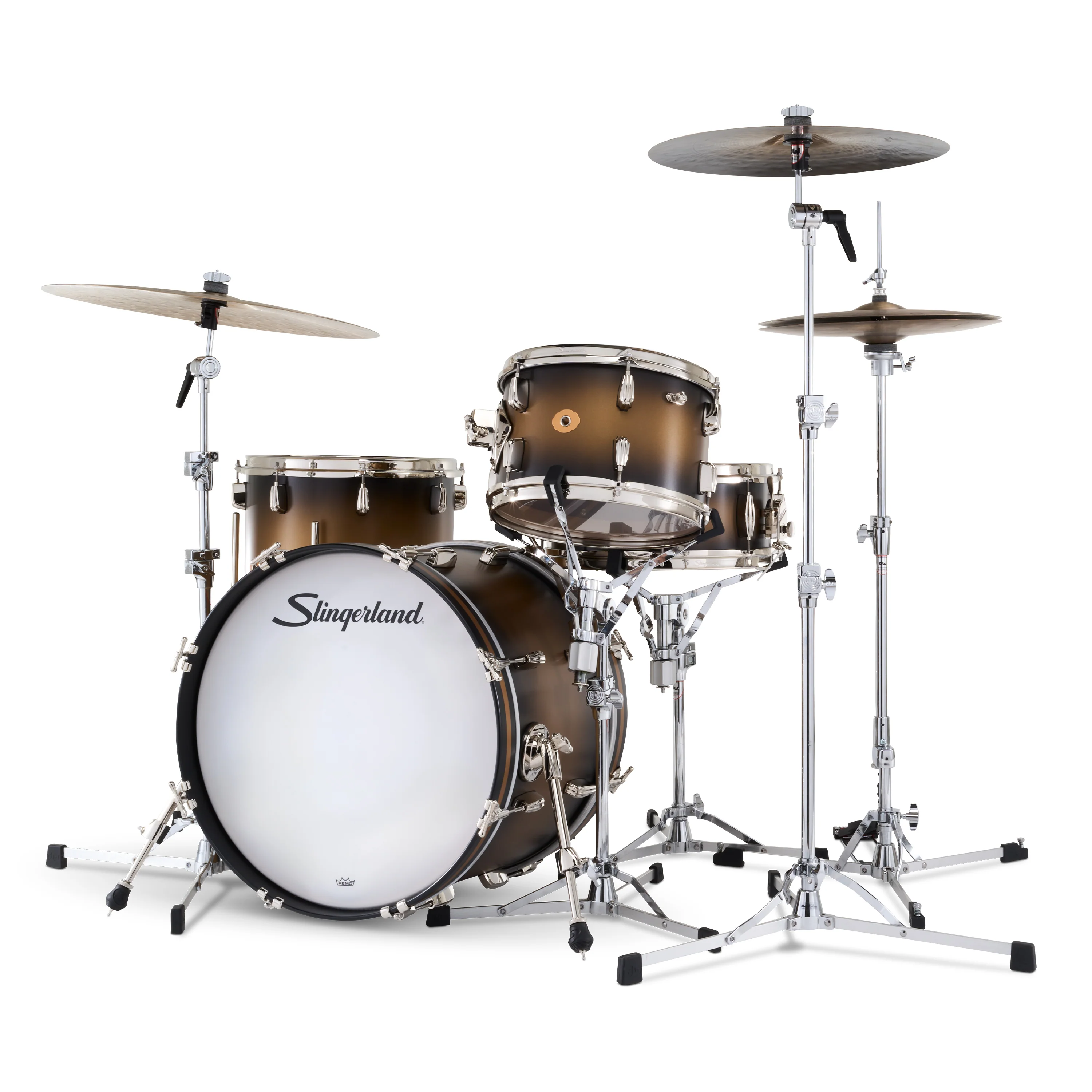 Slingerland Radio King Outfit Drum Kit 20-12-14x14in - Black and Gold Lacquer - Image 2