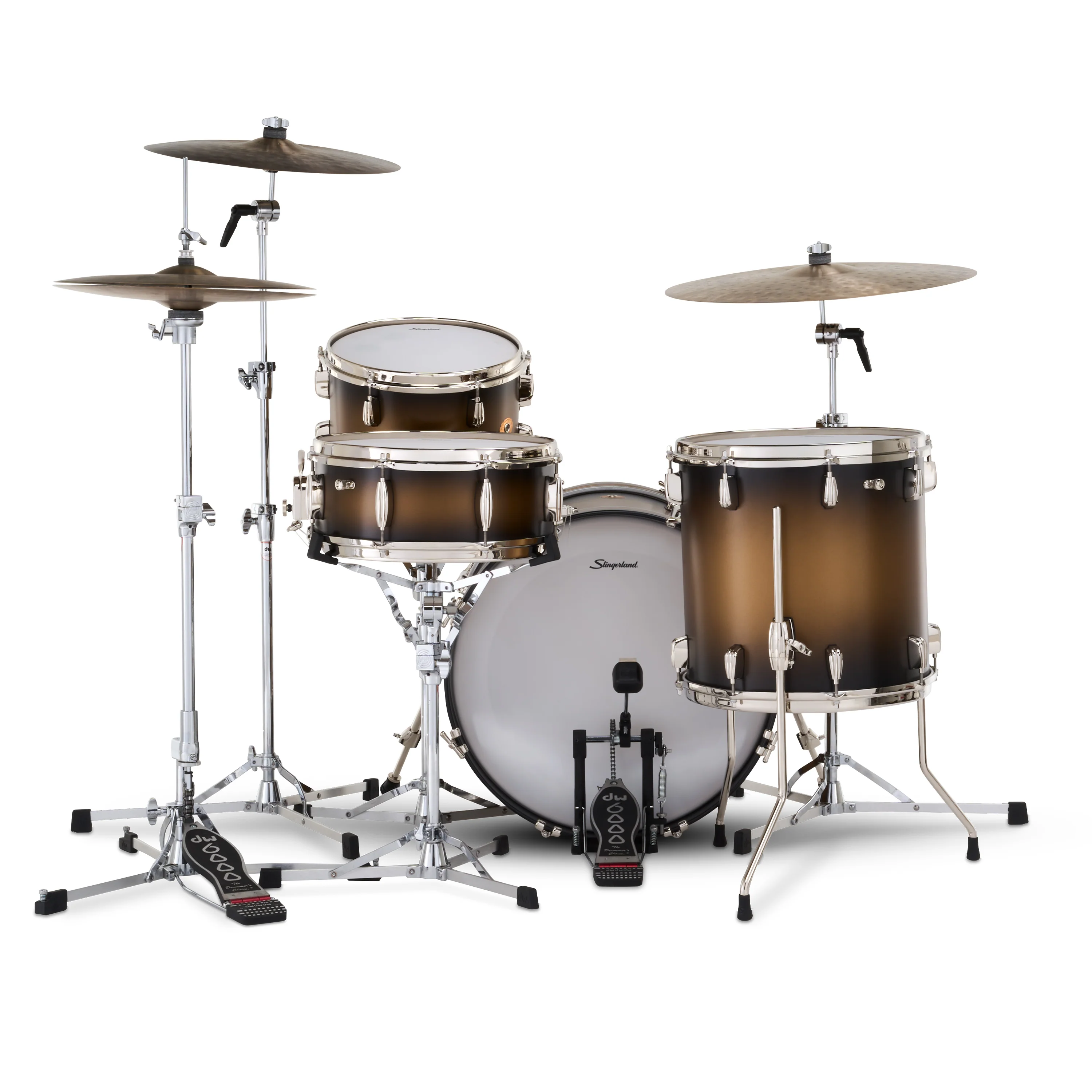 Slingerland Radio King Outfit Drum Kit 20-12-14x14in - Black and Gold Lacquer - Image 3