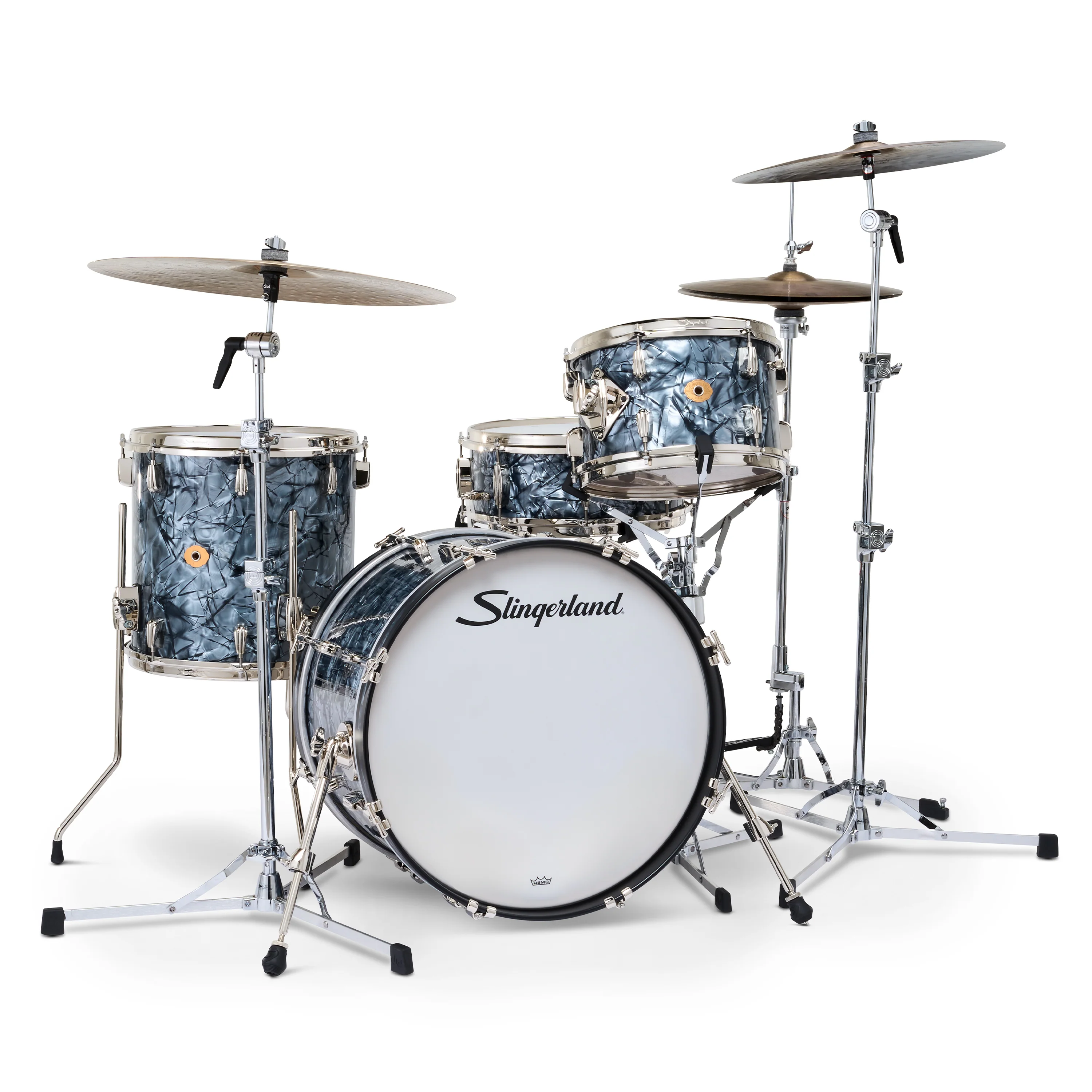 Slingerland Radio King Outfit Drum Kit 20-12-14x14in - Black Diamond Pearl Wrap