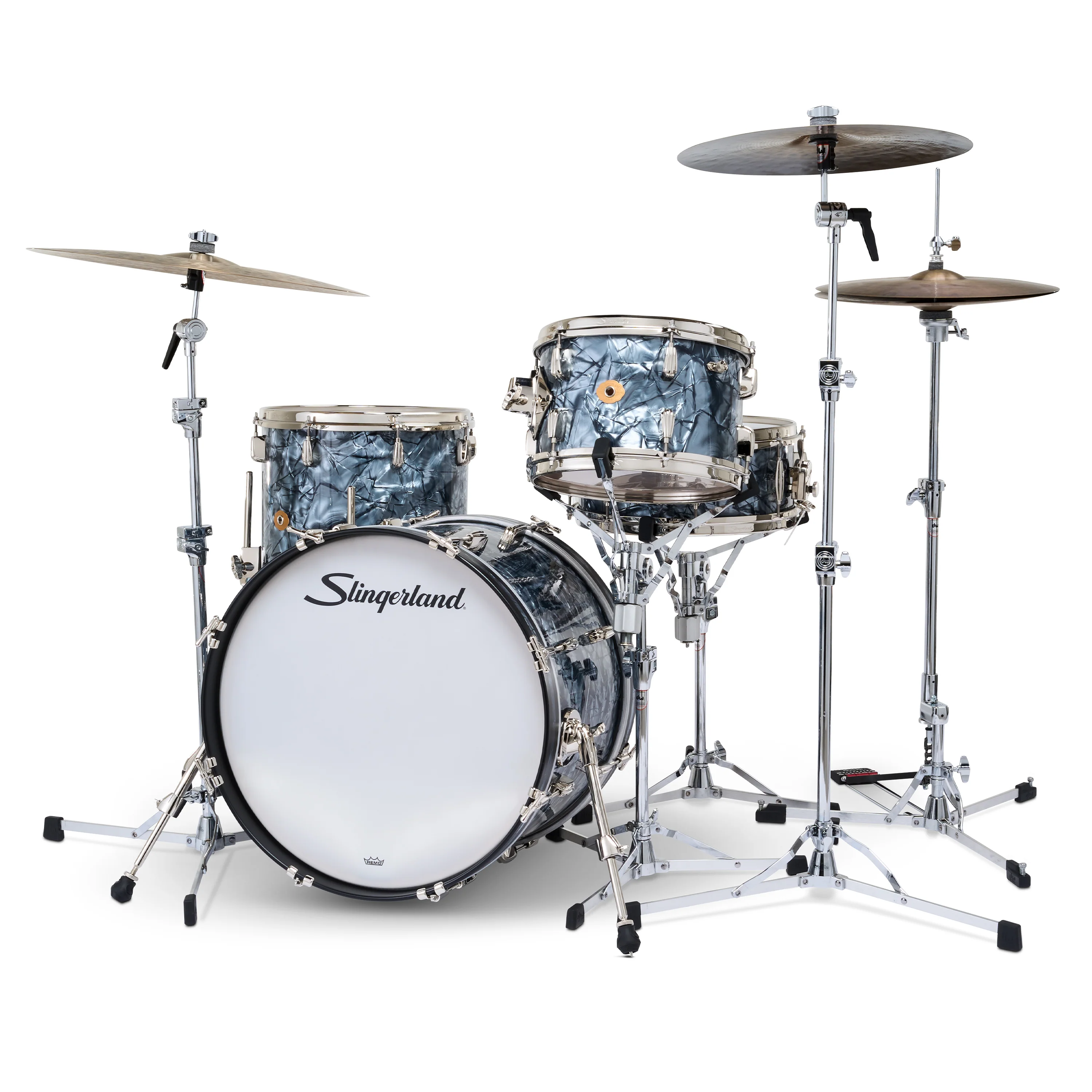 Slingerland Radio King Outfit Drum Kit 20-12-14x14in - Black Diamond Pearl Wrap - Image 2