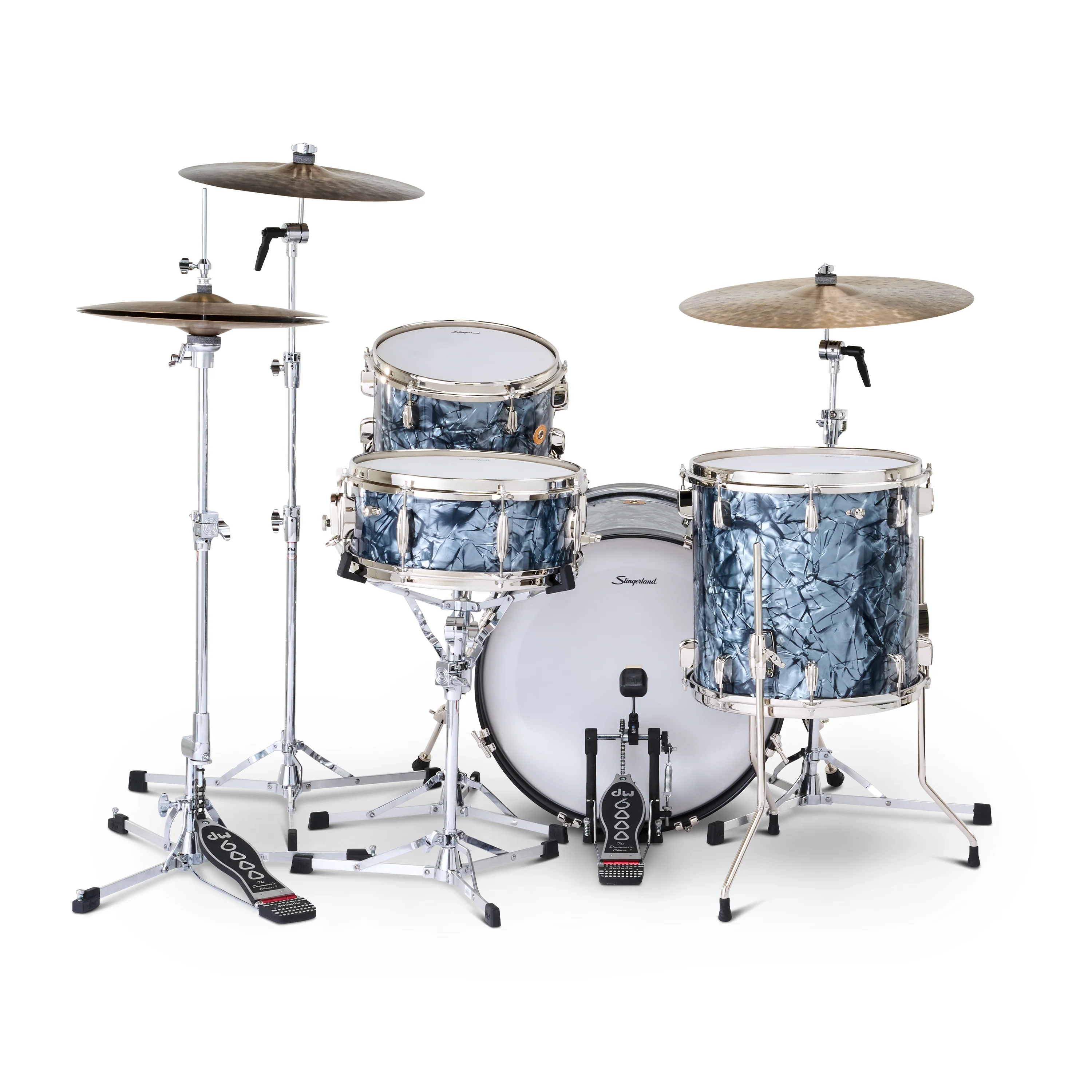 Slingerland Radio King Outfit Drum Kit 20-12-14x14in - Black Diamond Pearl Wrap - Image 3