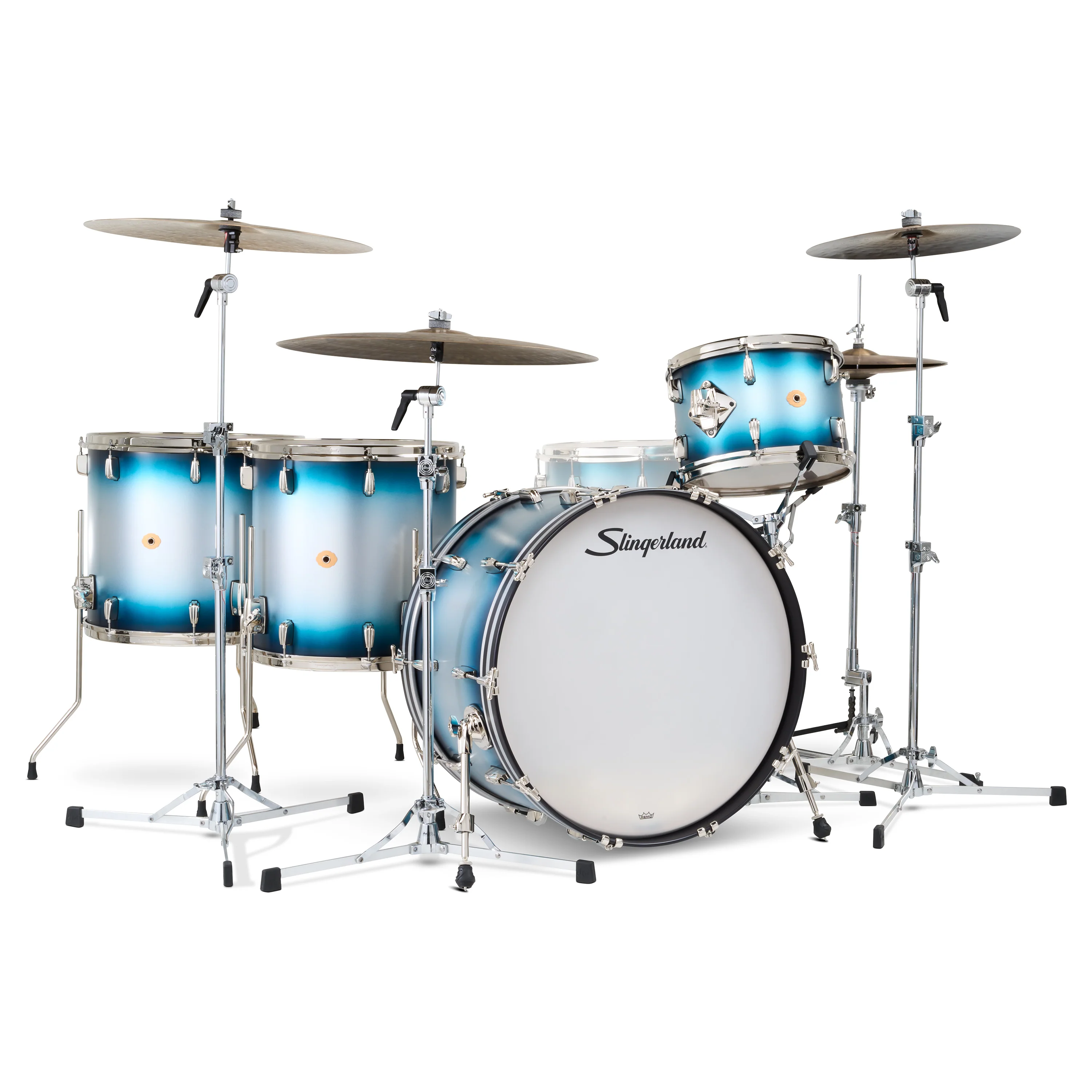 Slingerland Radio King Outfit Drum Kit 24-13-16-18in - Blue and Silver Lacquer