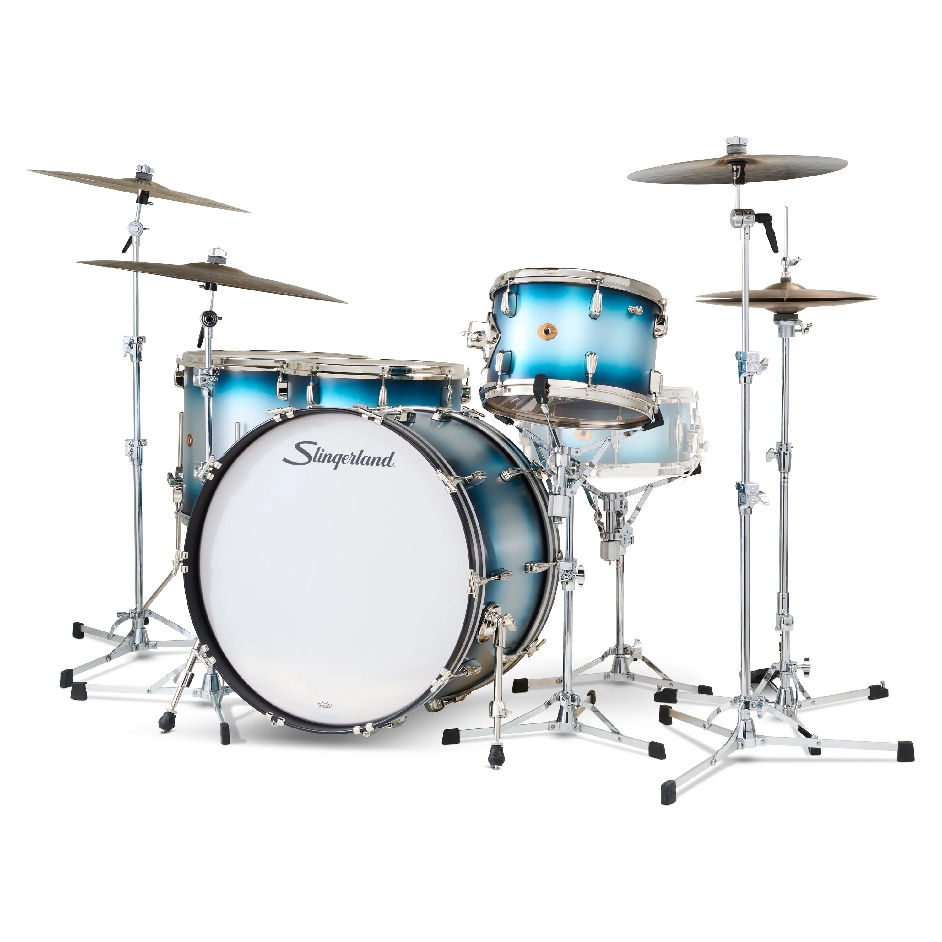 Slingerland Radio King Outfit Drum Kit 24-13-16-18in - Blue and Silver Lacquer - Image 2