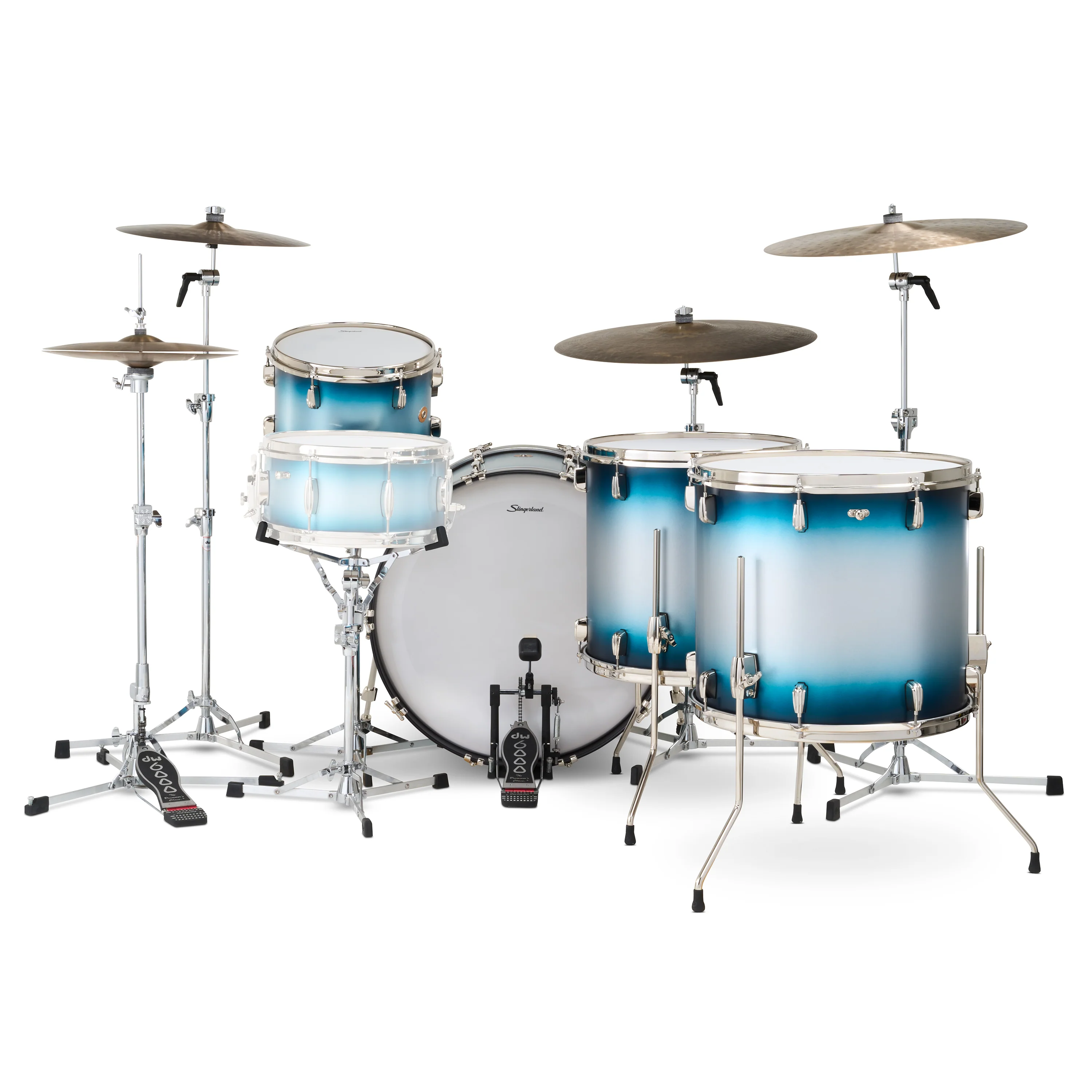Slingerland Radio King Outfit Drum Kit 24-13-16-18in - Blue and Silver Lacquer - Image 3