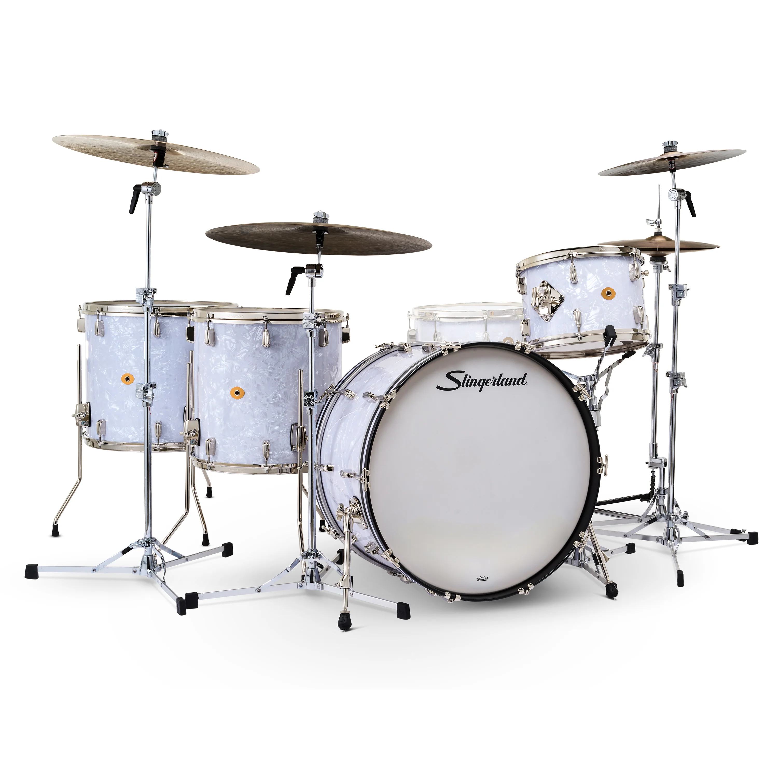 Slingerland Radio King Outfit Drum Kit 24-13-16-18in - White Marine Pearl Wrap
