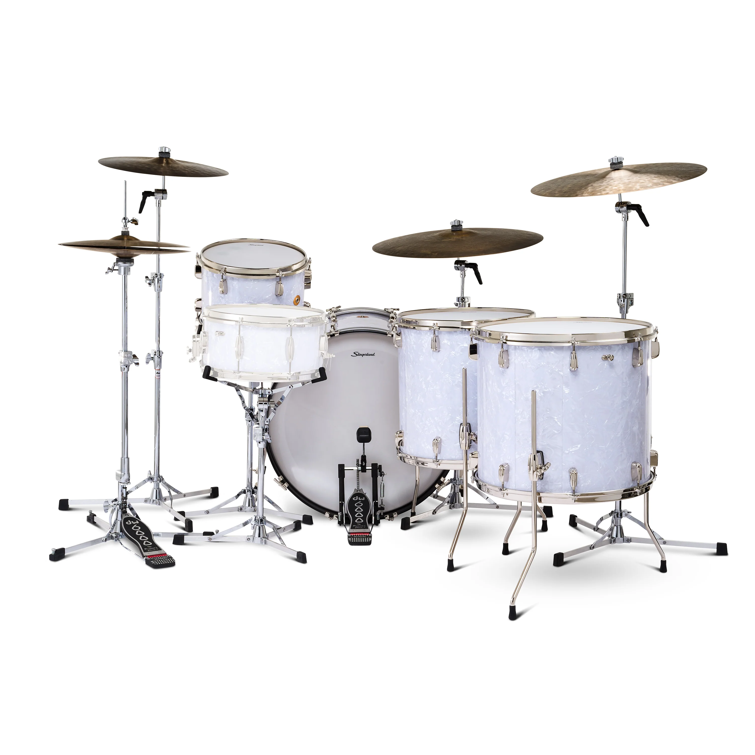 Slingerland Radio King Outfit Drum Kit 24-13-16-18in - White Marine Pearl Wrap - Image 3