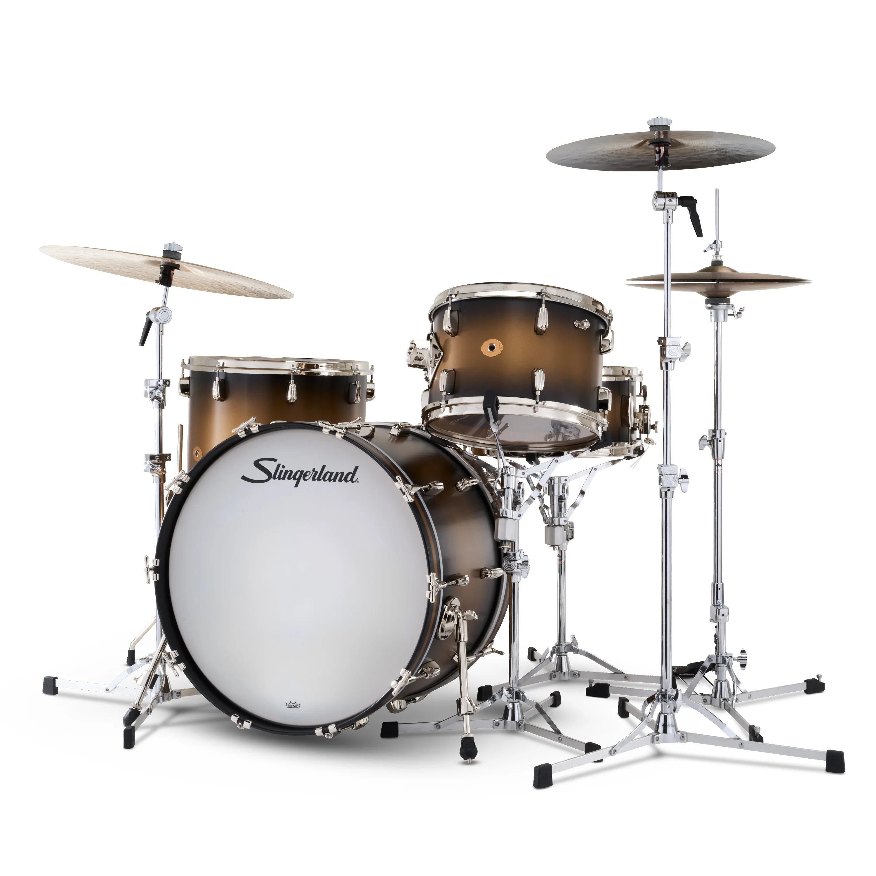 Slingerland Radio King Outfit Drum Kit 22-13-16x14in - Black and Gold Lacquer - Image 2