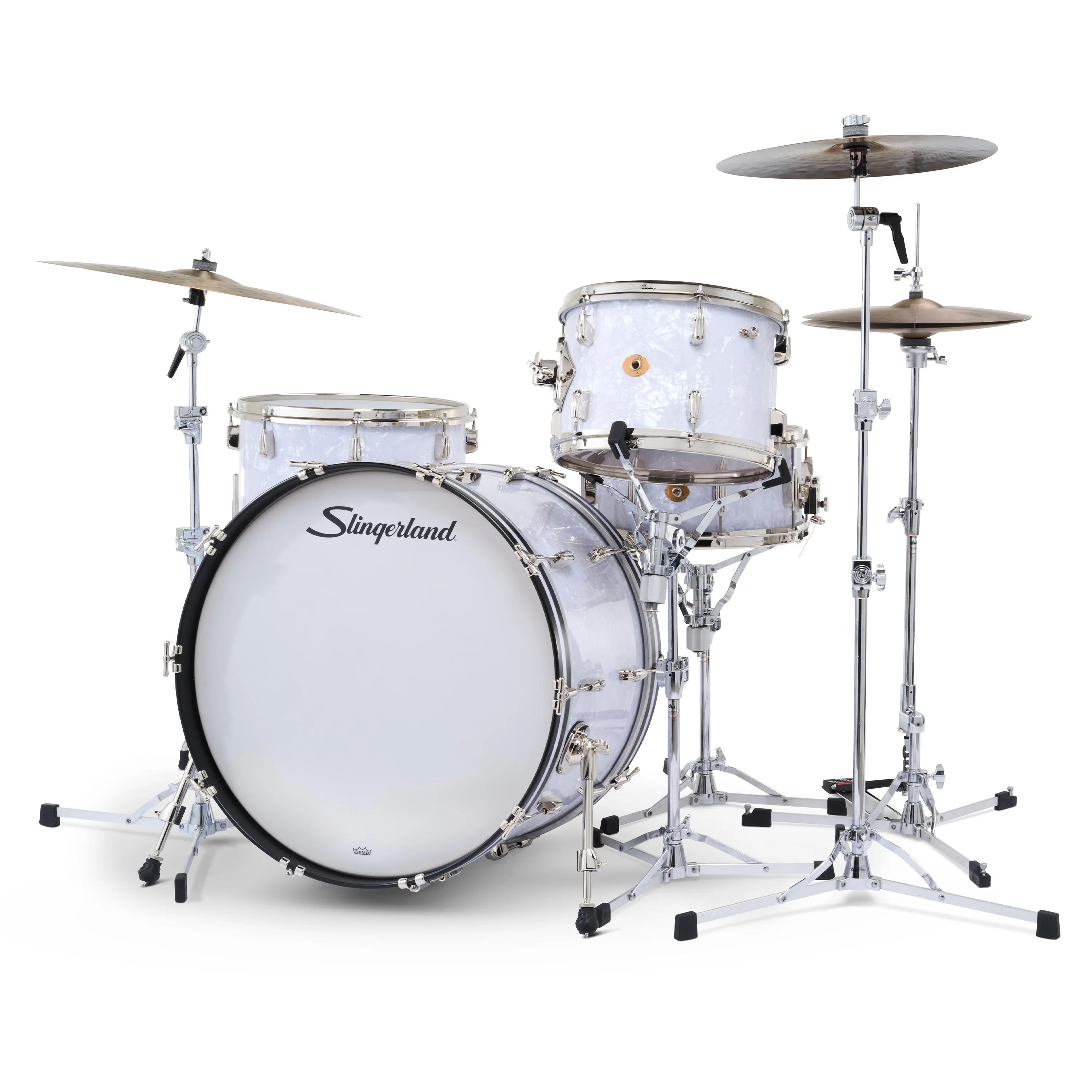 Slingerland Radio King Outfit Drum Kit 24-13-16x14in - White Marine Pearl Wrap - Image 2