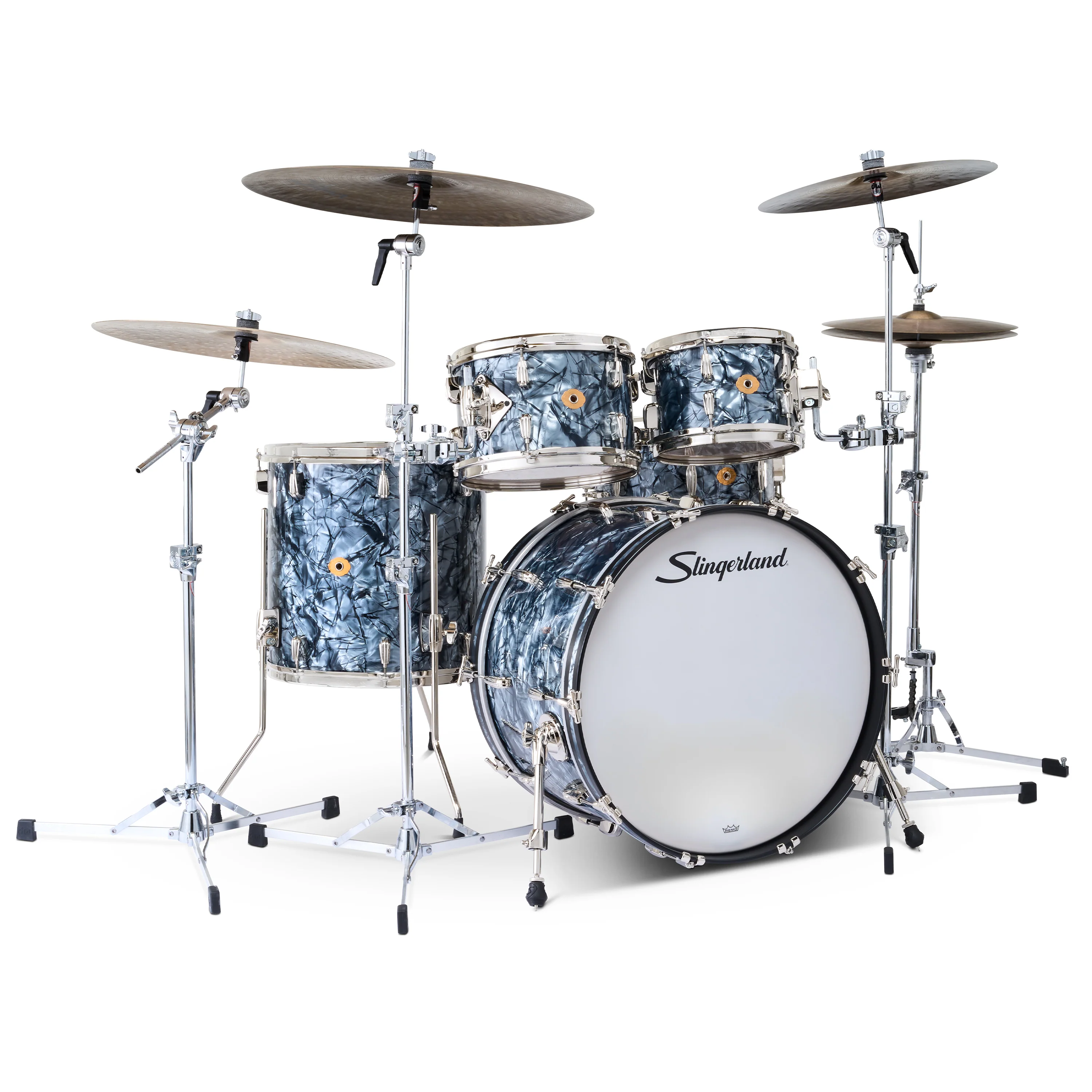 Slingerland Radio King Outfit Drum Kit 22-10-12-16x14in - Black Diamond Pearl Wrap
