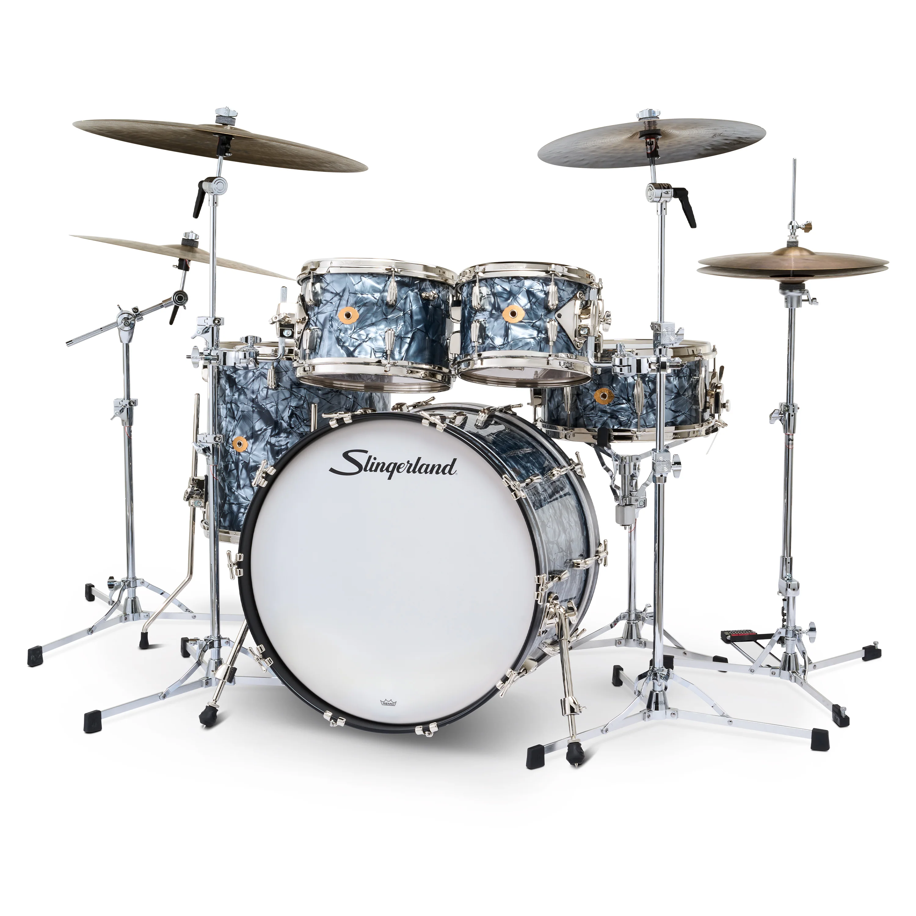 Slingerland Radio King Outfit Drum Kit 22-10-12-16x14in - Black Diamond Pearl Wrap - Image 2
