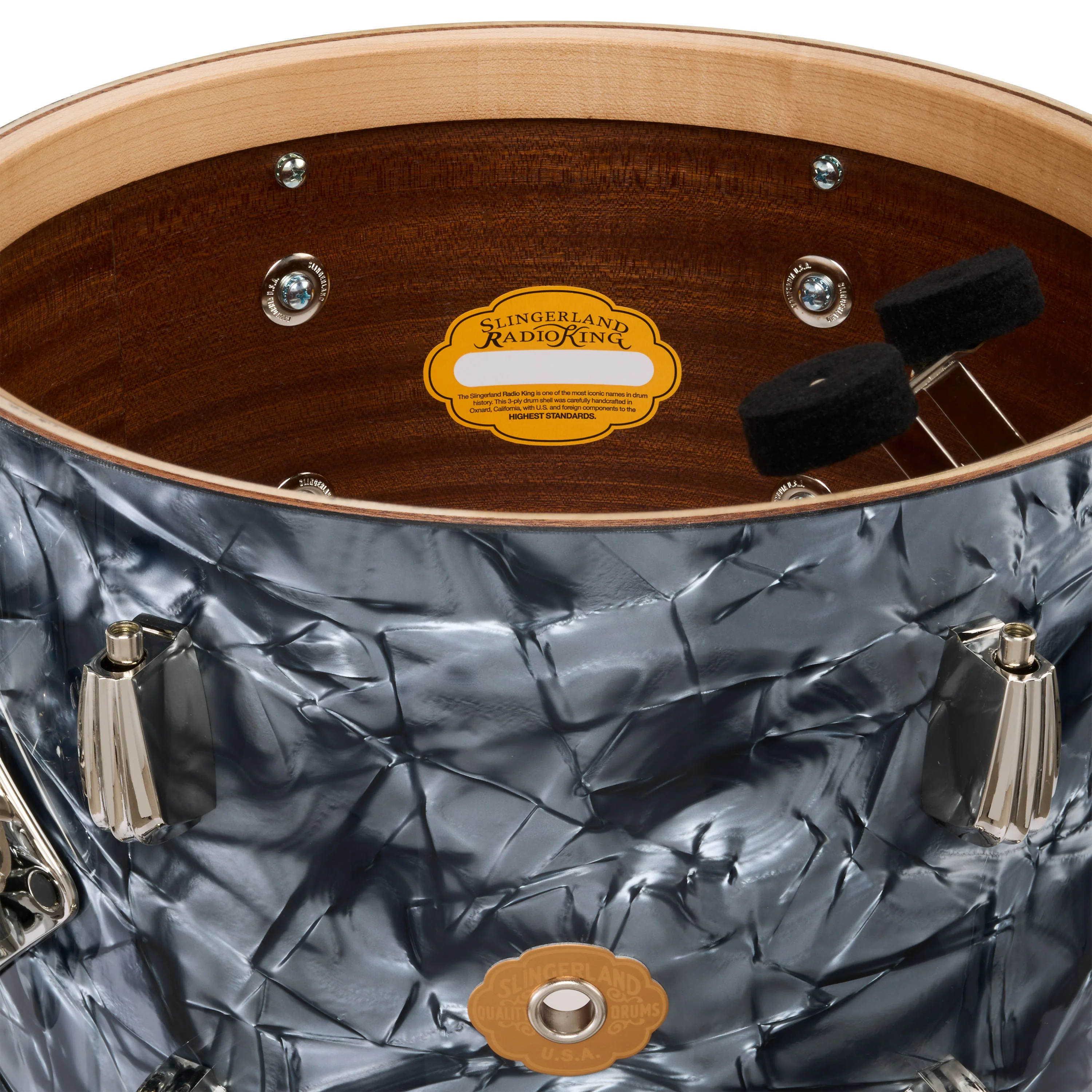 Slingerland Radio King Outfit Drum Kit 22-10-12-16x14in - Black Diamond Pearl Wrap - Image 4