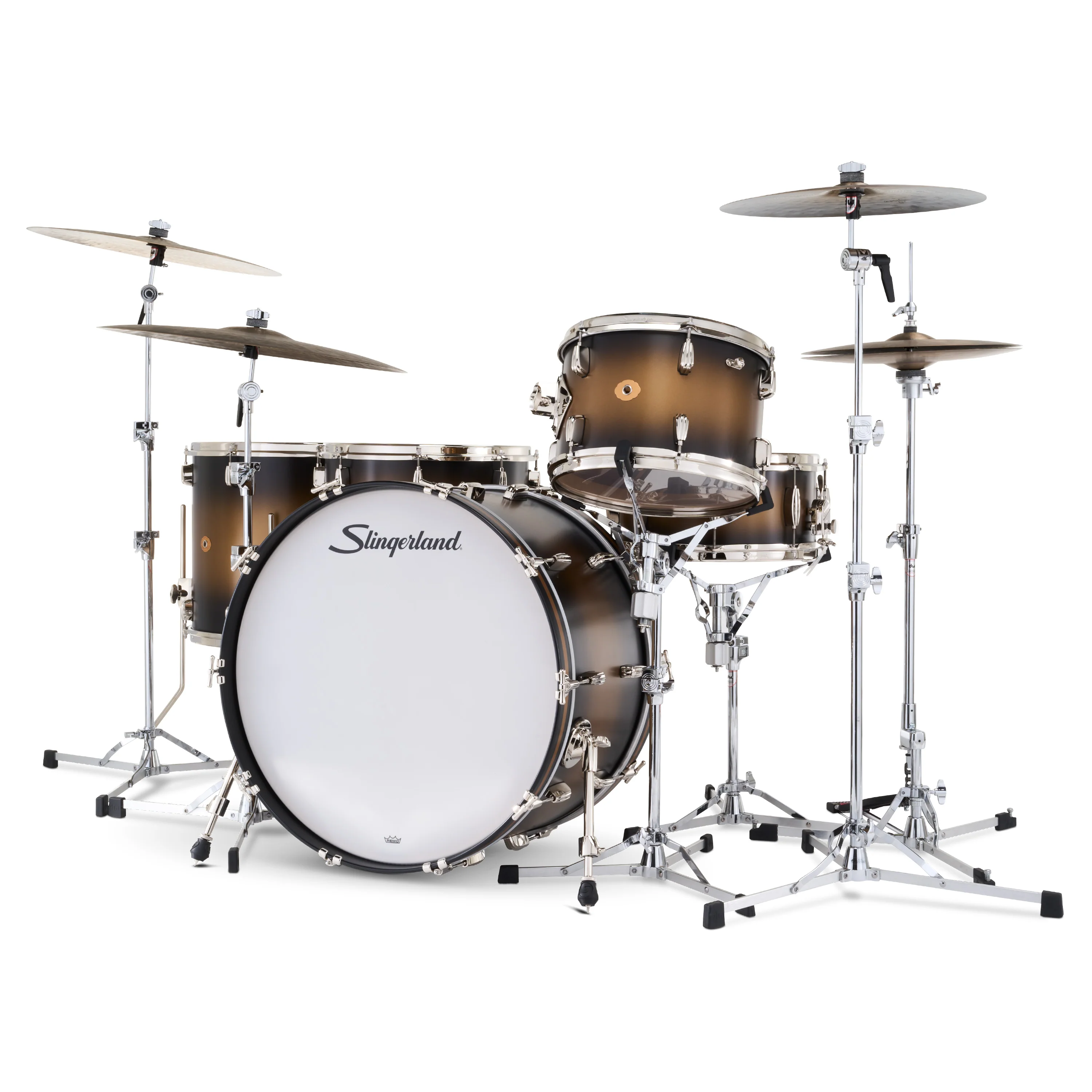 Batterie Slingerland Radio King Outfit 24-13-16-18x14po - Black and Gold Lacquer - Image 2