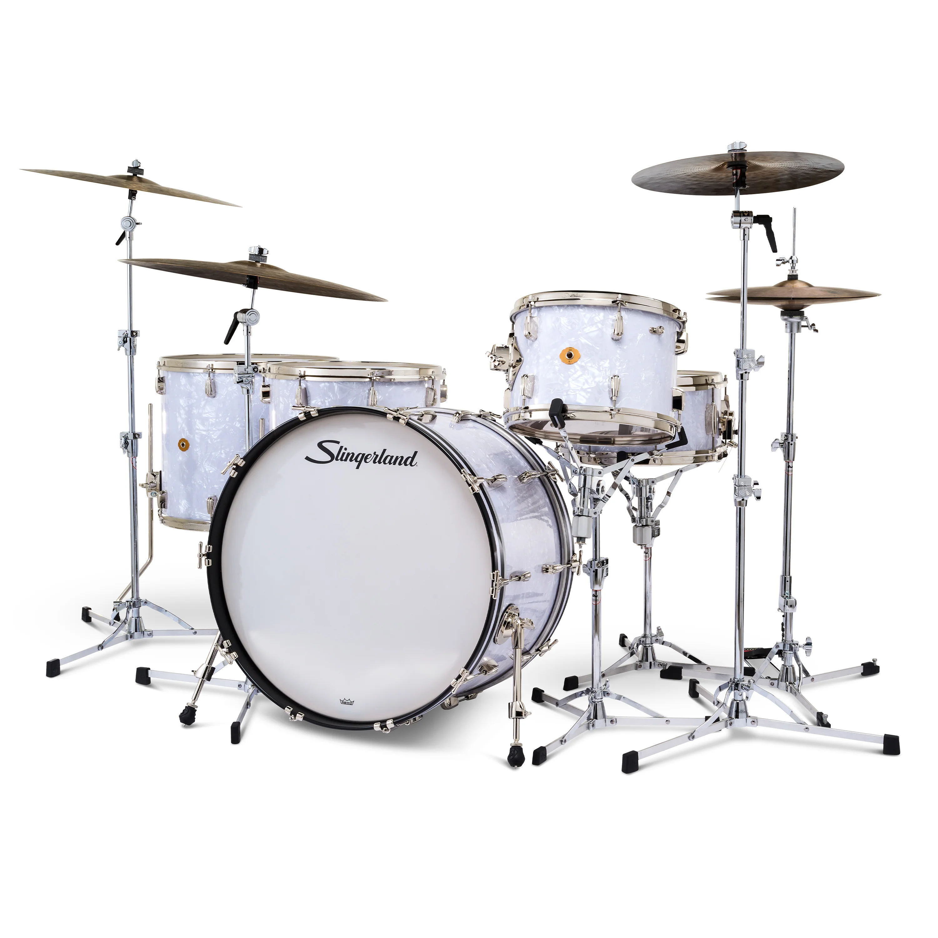 Slingerland Radio King Outfit Drum Kit 24-13-16-18x14in - White Marine Pearl Wrap - Image 2