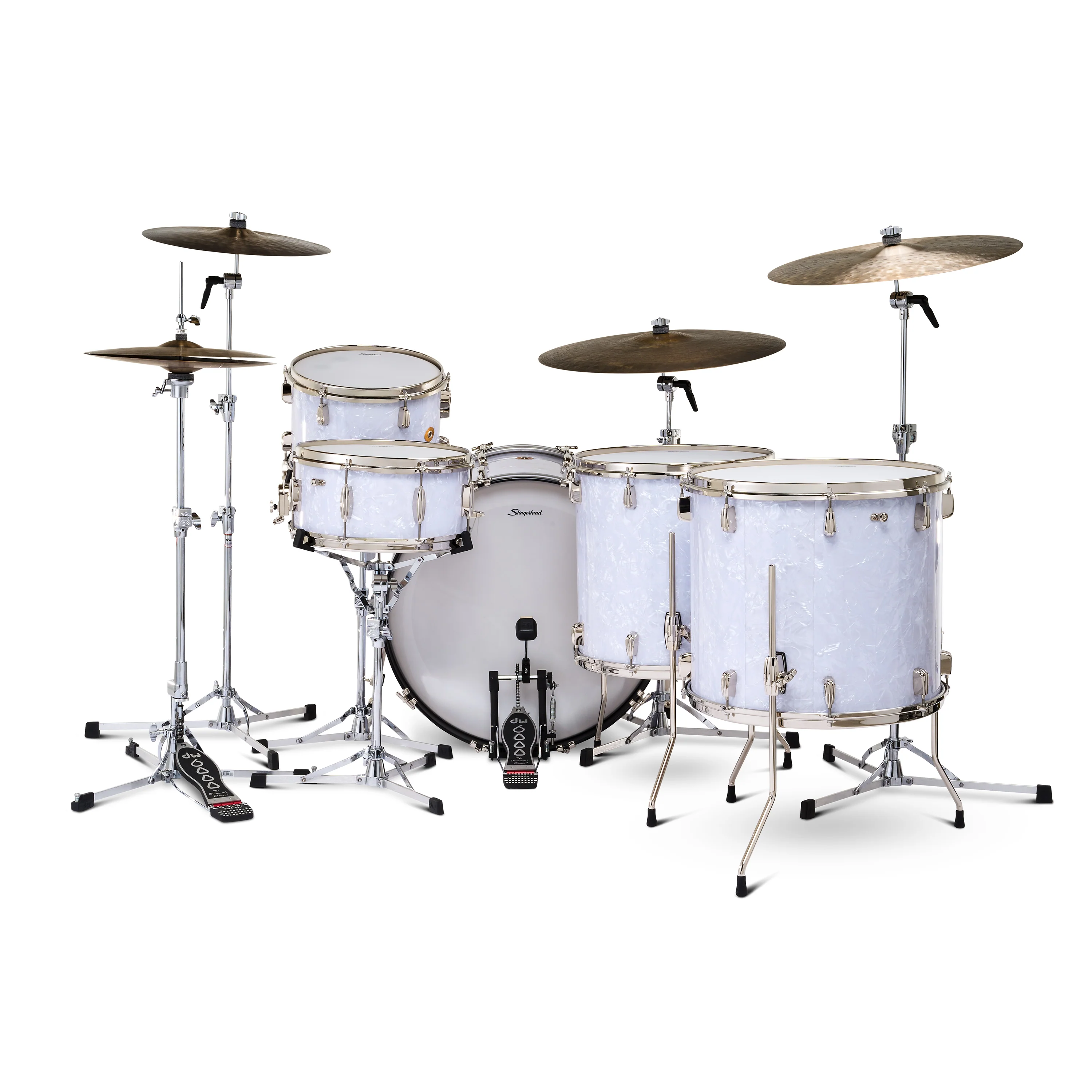 Slingerland Radio King Outfit Drum Kit 24-13-16-18x14in - White Marine Pearl Wrap - Image 3